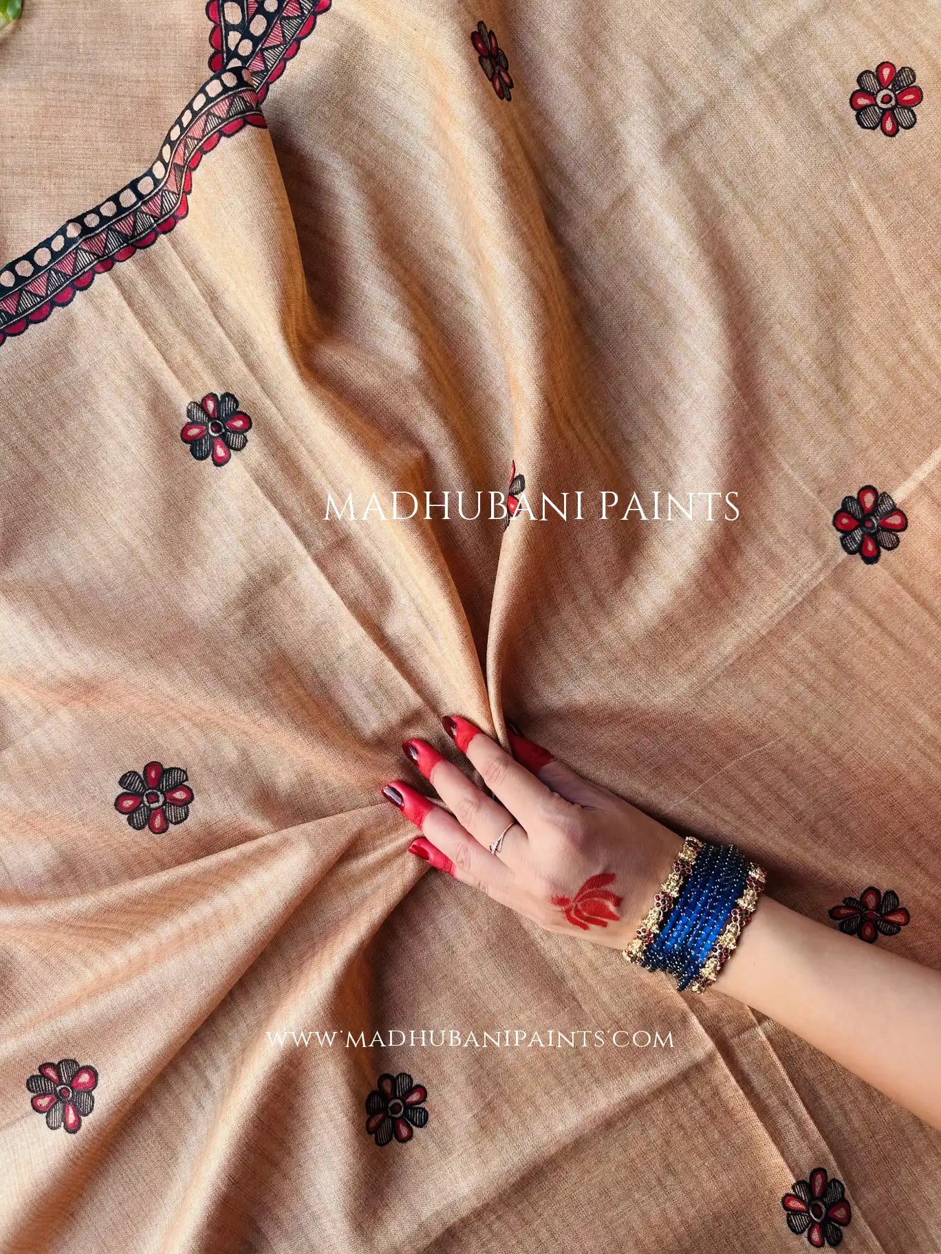 Jeevan Vatika Hand-painted Madhubani Painting Cotton Unstitched Suit Set