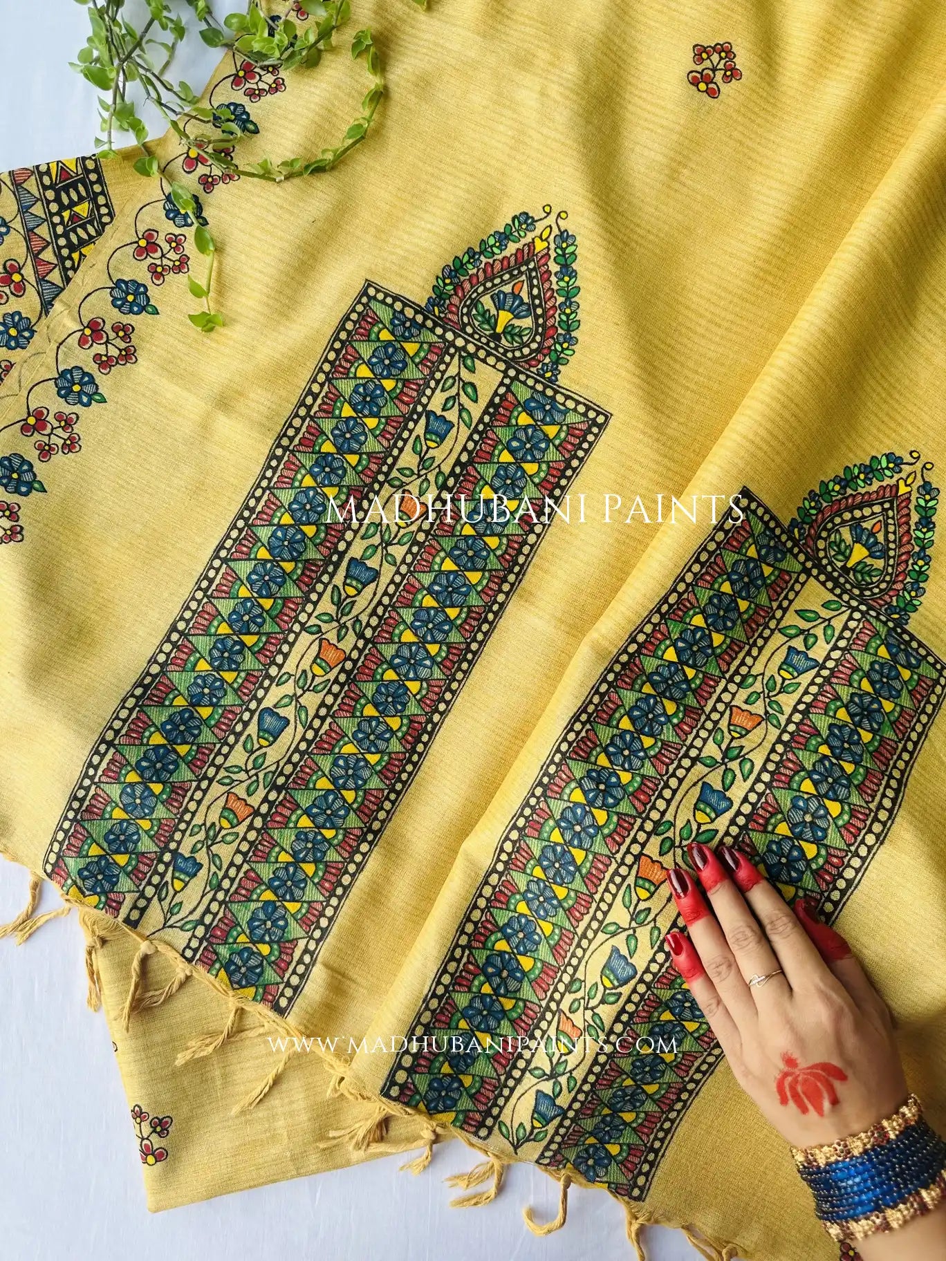 Mithila Upvan Hand-painted Madhubani Painting Cotton Unstitched Suit Set