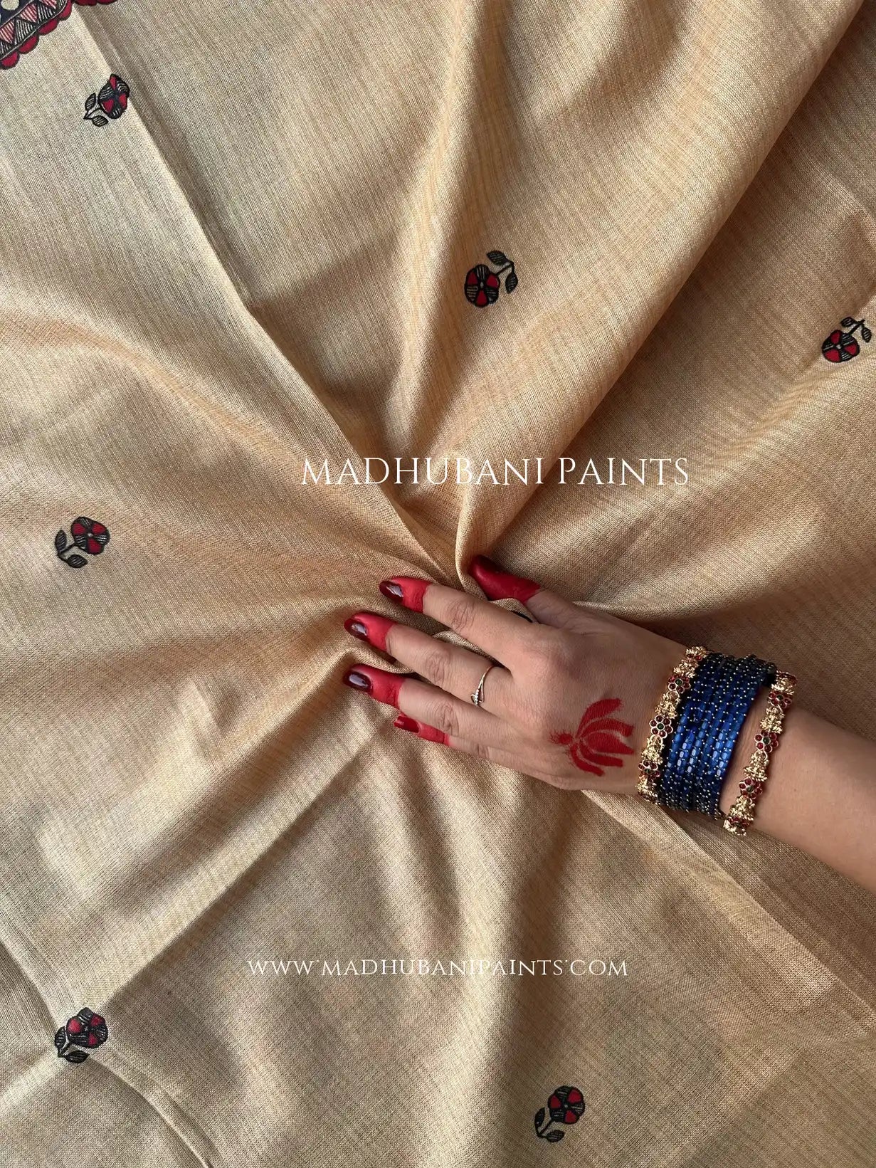 Mayur Vihar Hand-painted Madhubani Painting Cotton Unstitched Suit Set