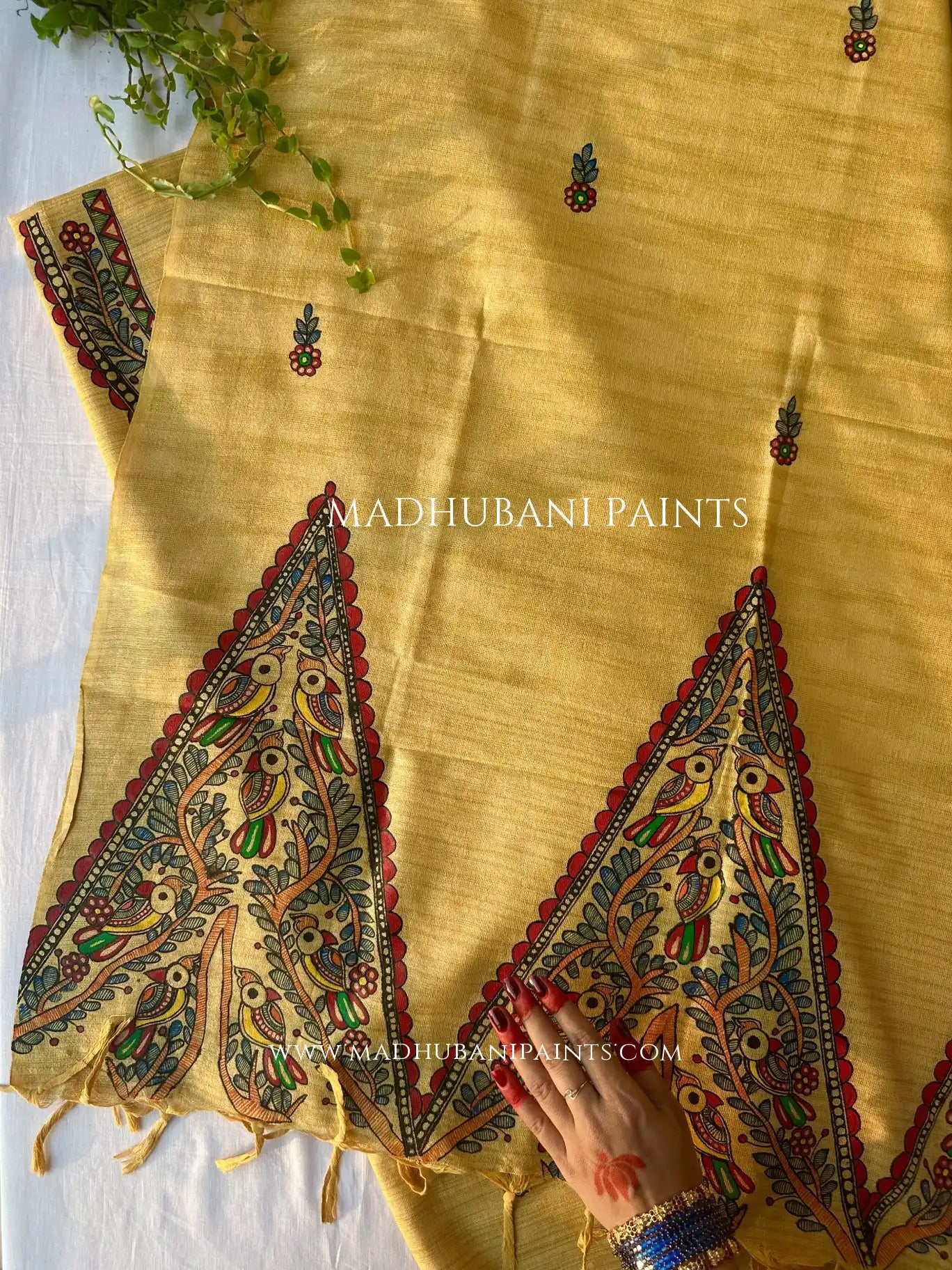 ayur Phoolwari Hand-painted Madhubani Painting Cotton Unstitched Suit Set