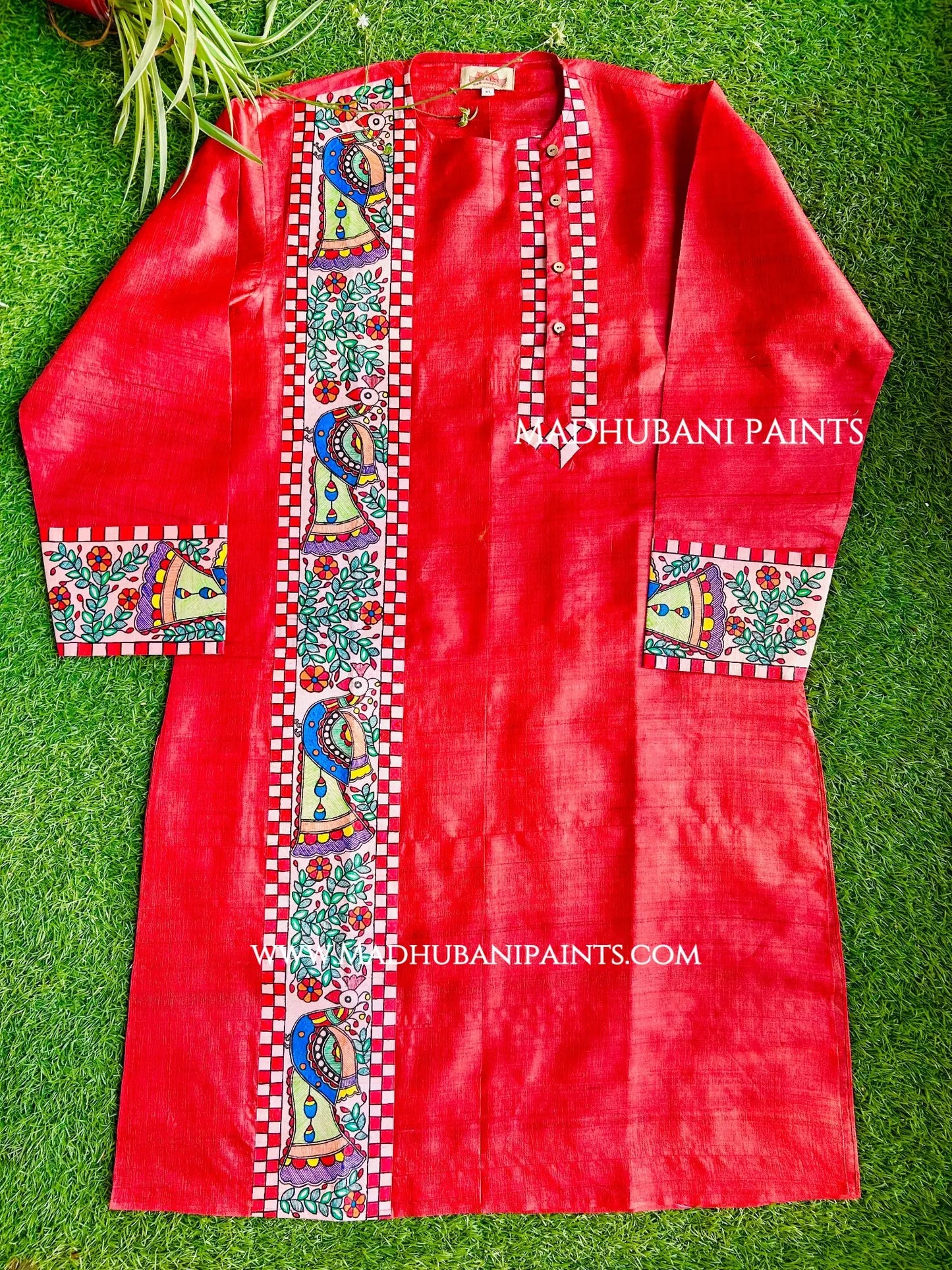 Mor Van Hand-painted Handloom Men's Tussar Silk Kurta