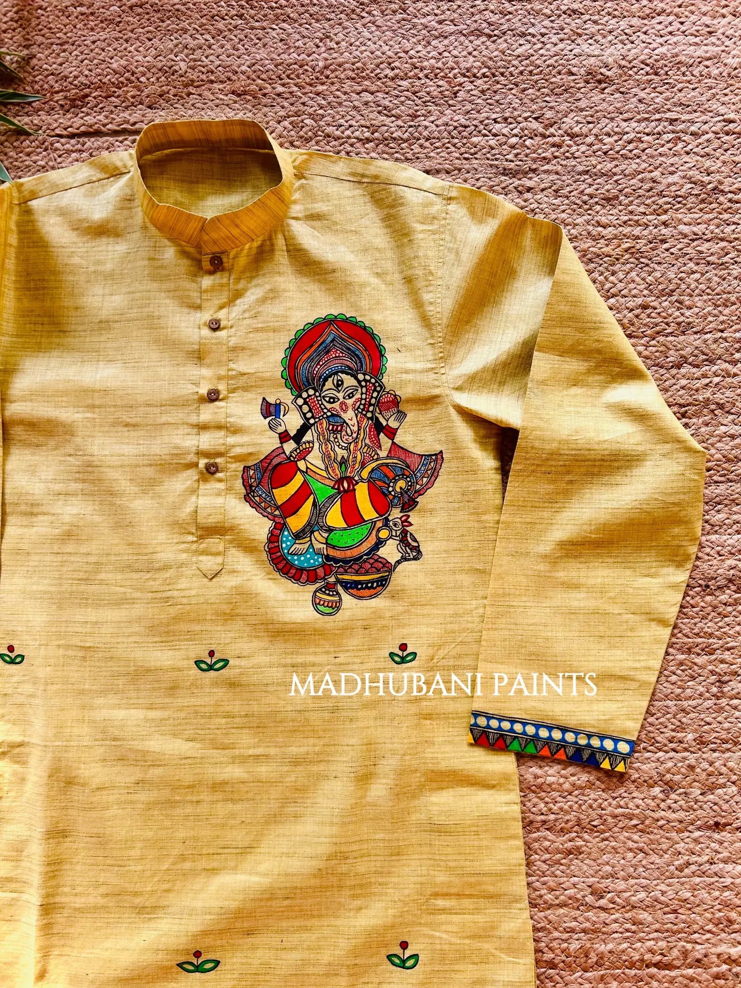 Ganesha Hand-painted Handloom Men's Cotton Kurta