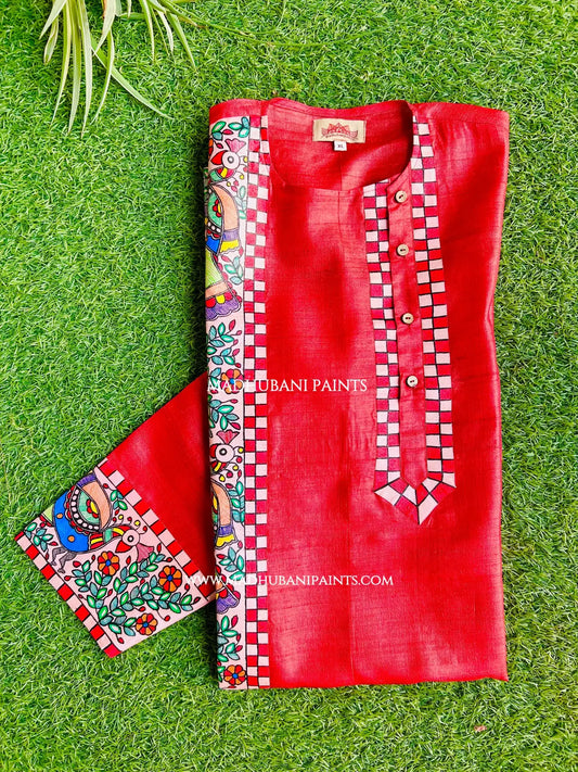 Mor Van Hand-painted Handloom Men's Tussar Silk Kurta
