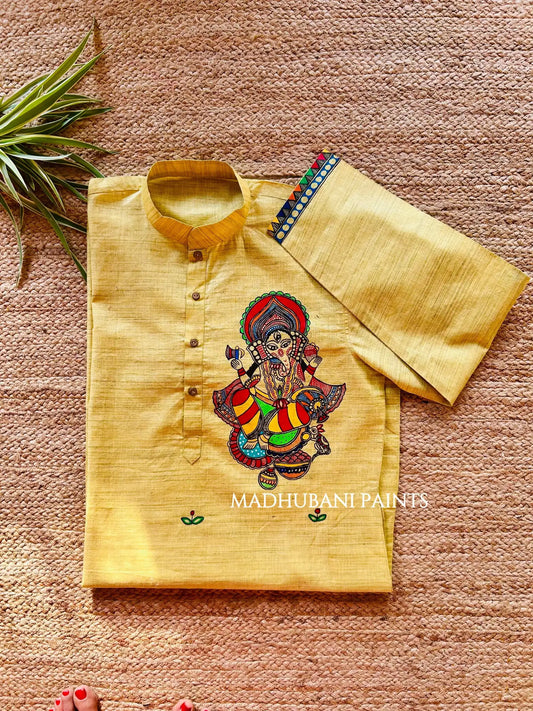 Ganesha Hand-painted Handloom Men's Cotton Kurta