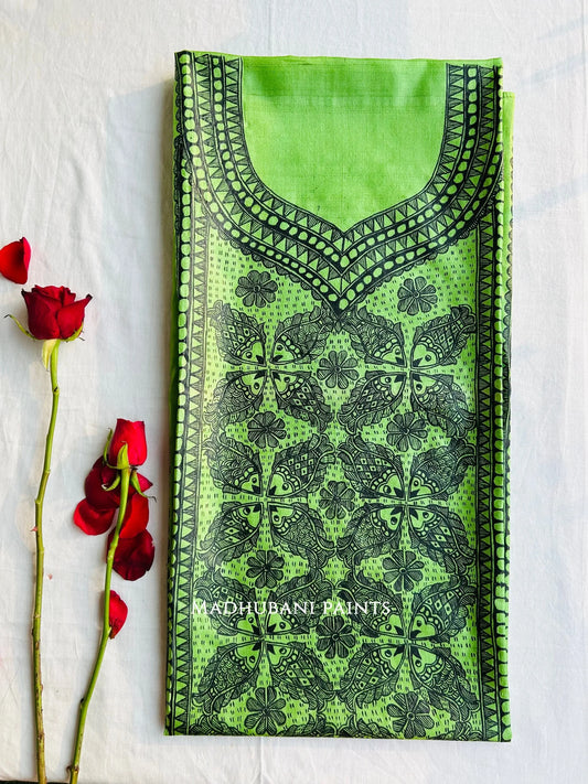 Meen Madhur Tussar Silk Unstitched Kurta