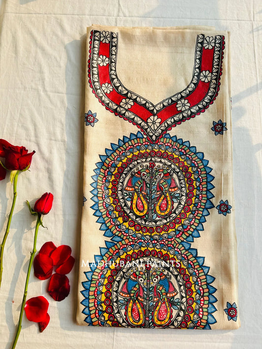 Mayur Angan Tussar Silk Unstitched Kurta