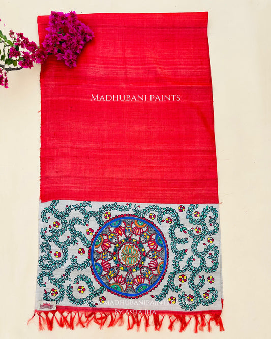 Red Surmai Sangam Tussar Silk Stole