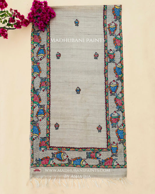 Surmai Hand-painted Tussar Silk Stole