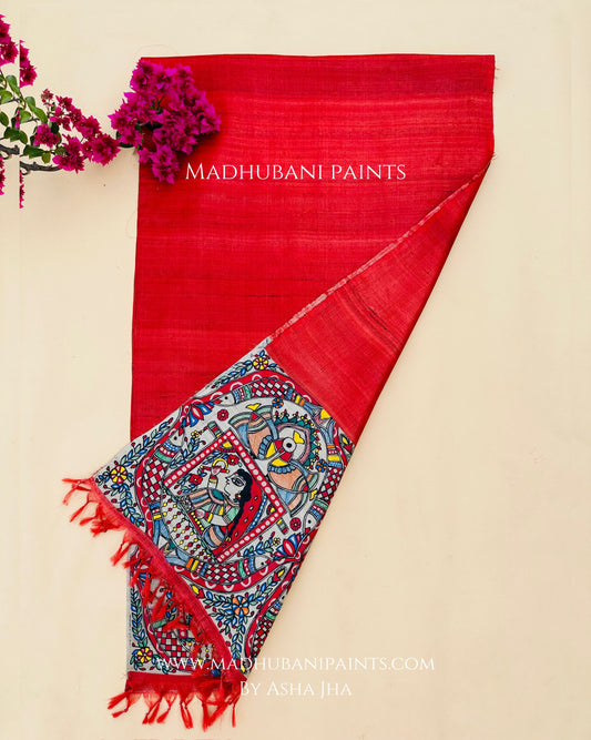 Mithila Doli Red Tussar Silk Stole