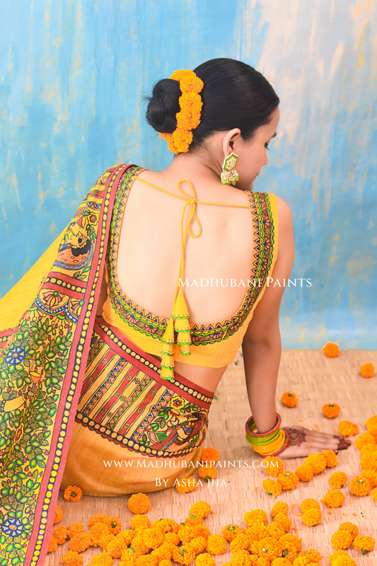 KAMESHWARI Madhubani Hand-painted Chanderi Silk Blouse