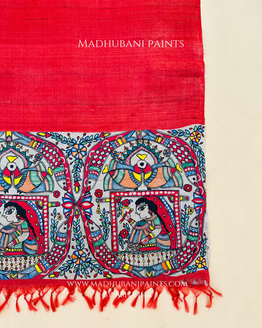 Mithila Doli Red Tussar Silk Stole