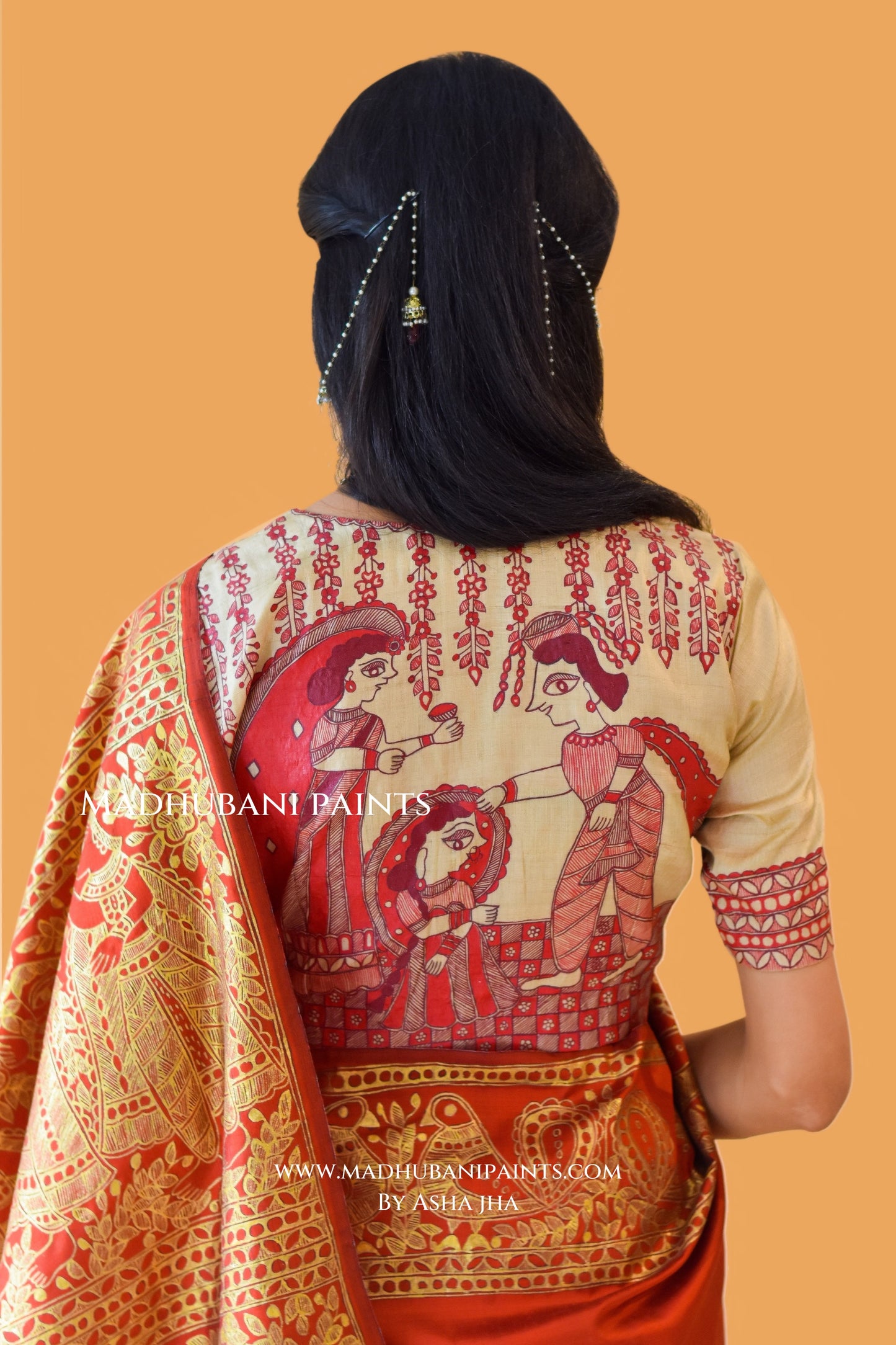 KANYADAAN Hand-painted Madhubani Bishnupuri Silk Blouse