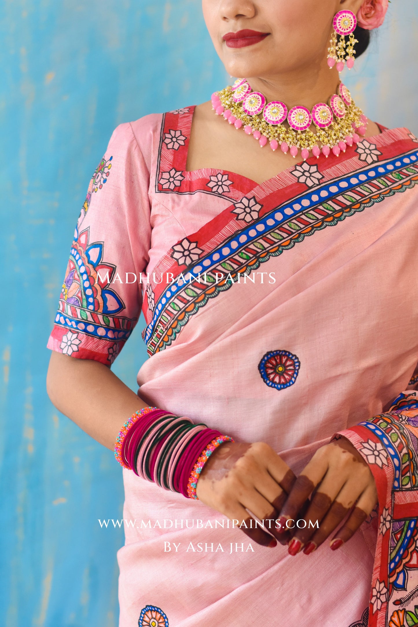 PADAMSUNDARI Hand-painted Madhubani Tussar Silk Blouse