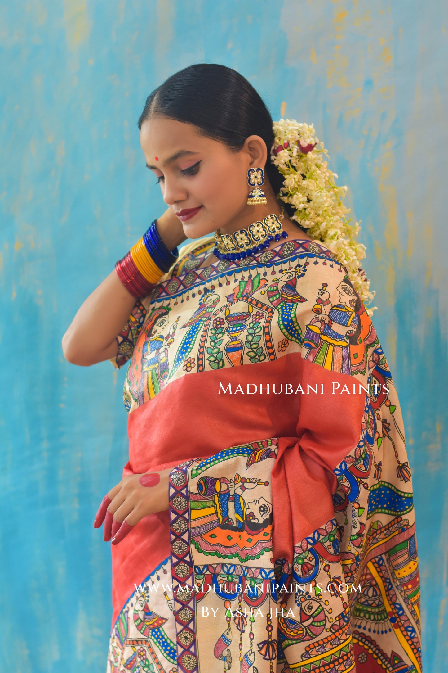 PARMESHWARI Hand-painted Tussar Silk Saree Blouse Set
