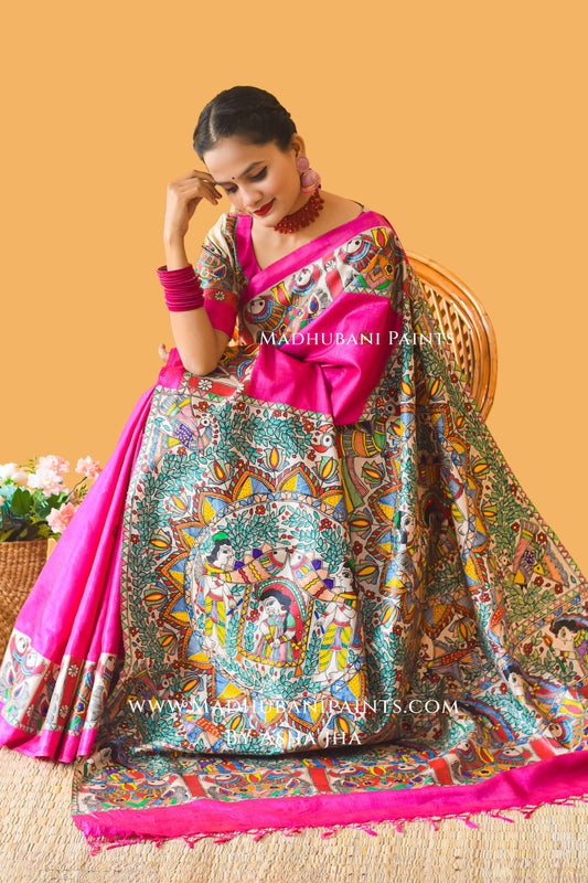 PAVAN VIVAAH Hand-painted Madhubani Tussar Silk Saree