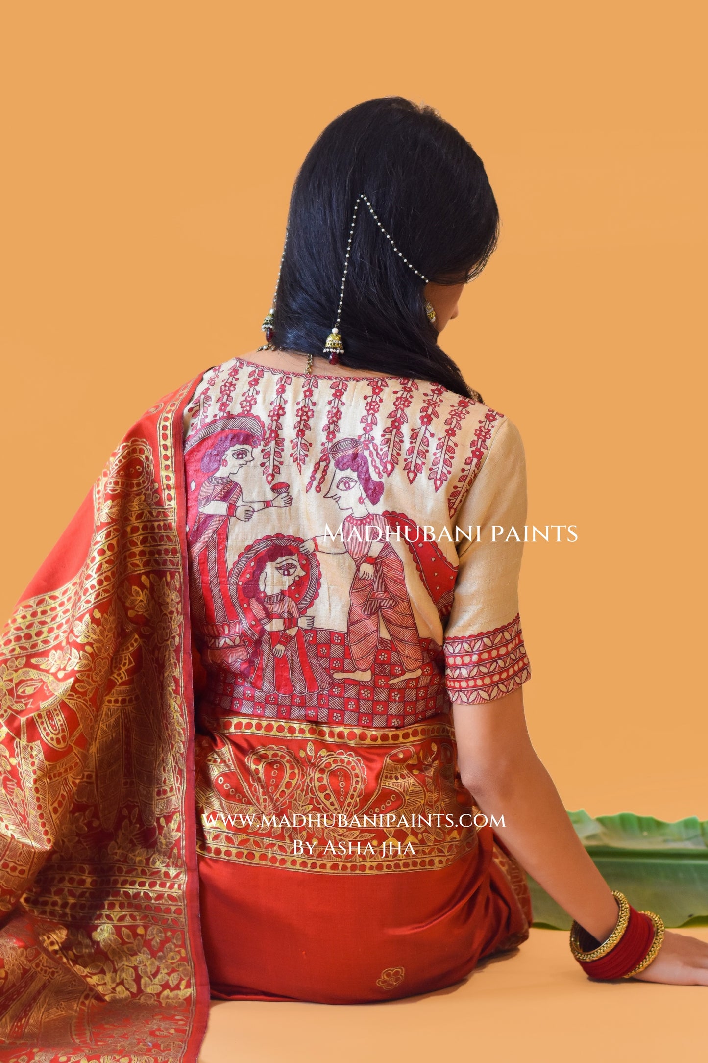 KANYADAAN Hand-painted Madhubani Bishnupuri Silk Blouse Set