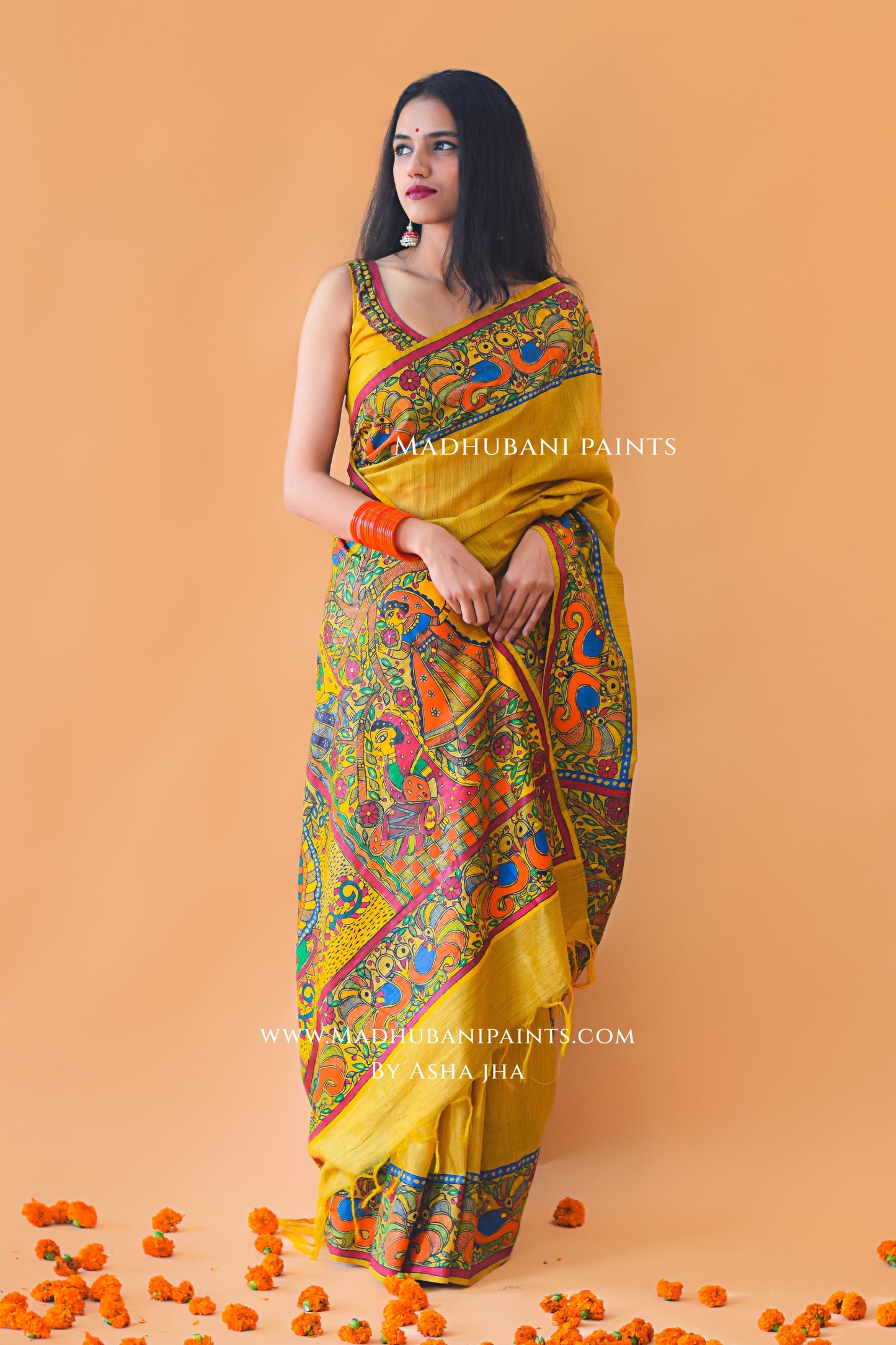 SOBHAN Hand-painted Madhubani Saree