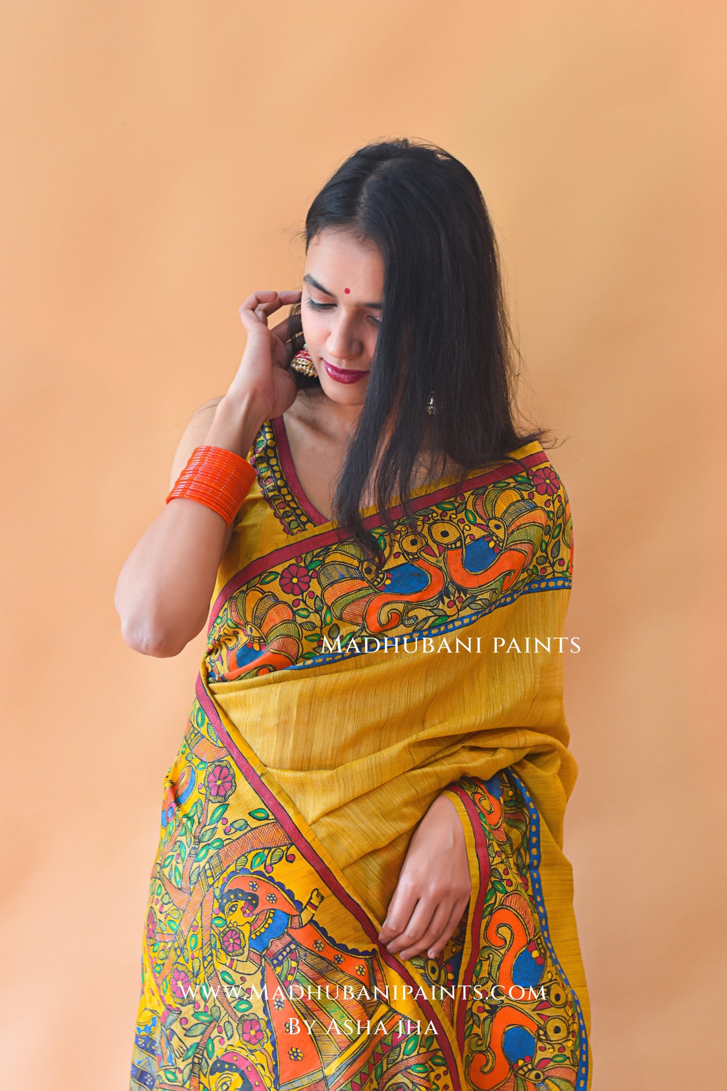 SOBHAN Hand-painted Madhubani Saree Blouse set