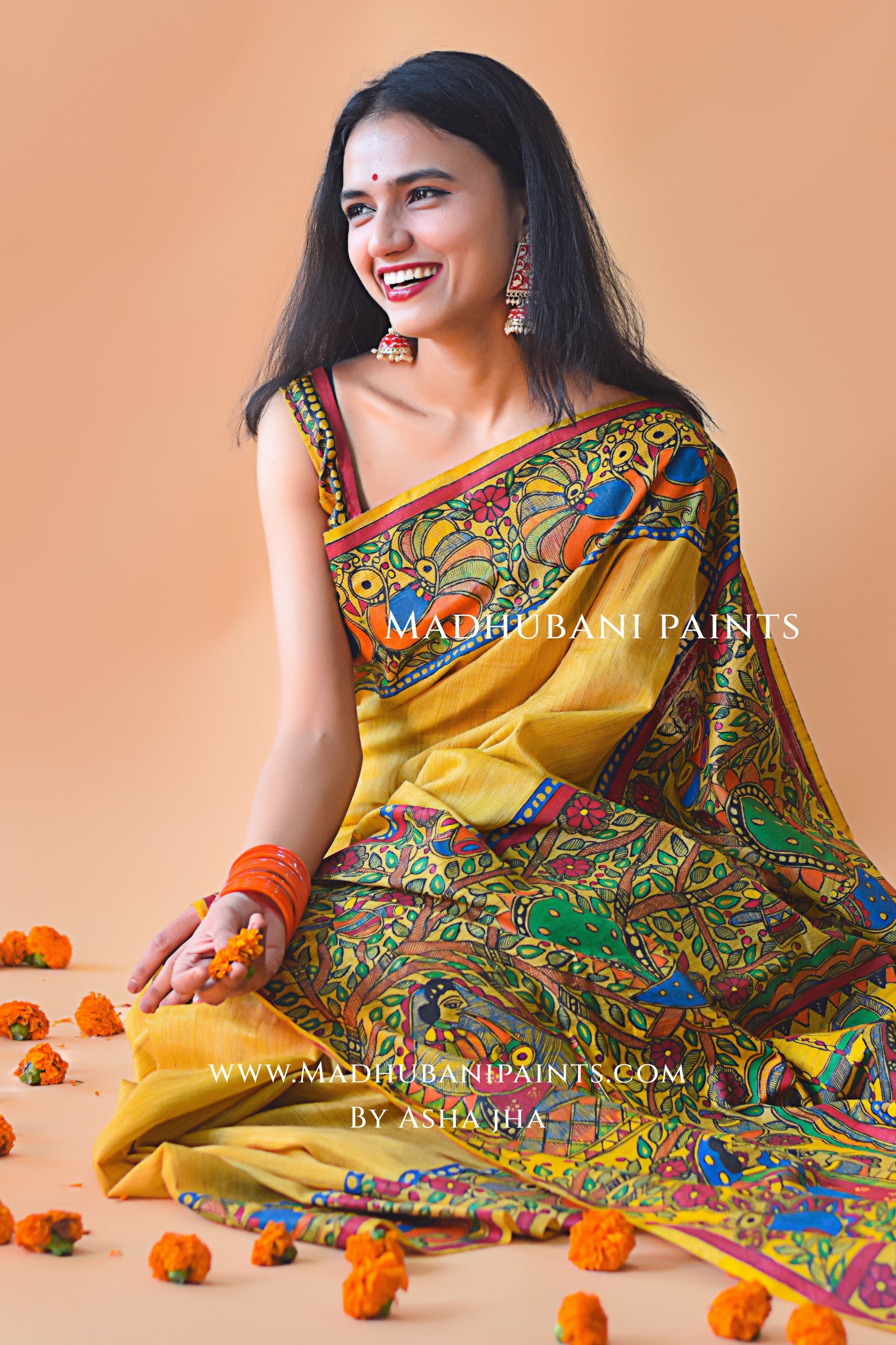 Madhubani Paints Prakriti Janani Madhubani Handpainted Saree