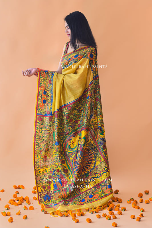 SOBHAN Hand-painted Madhubani Chanderi Saree