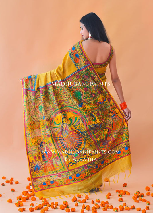 SOBHAN Hand-painted Madhubani Saree