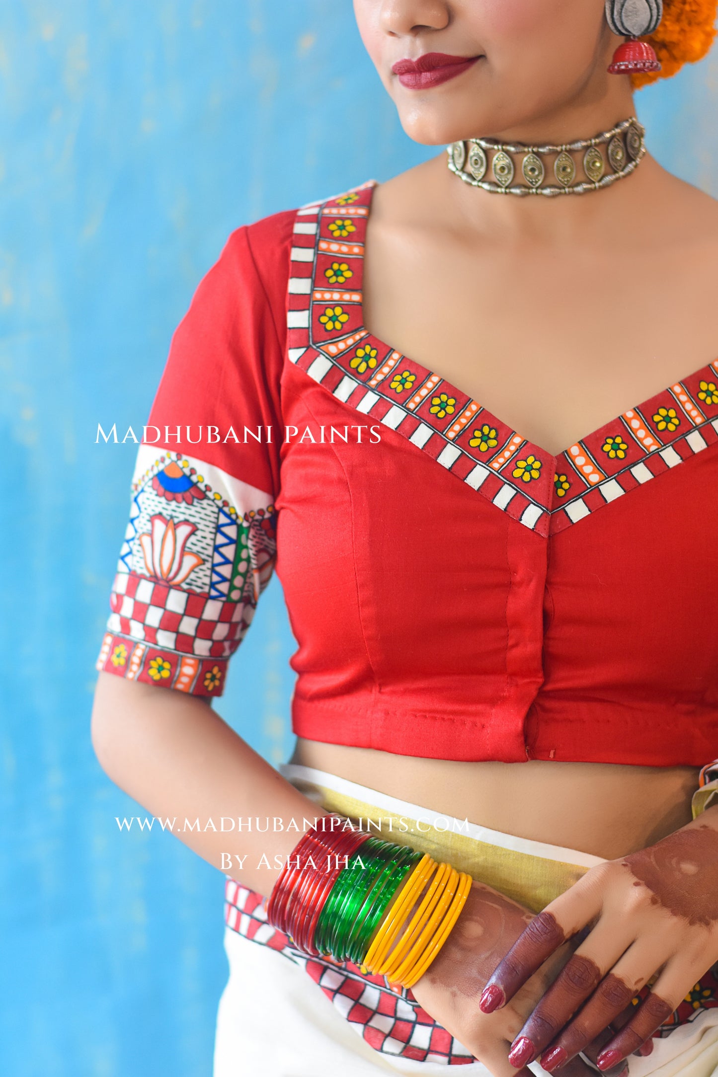 BHAIRAVI Hand-painted Madhubani Handloom Cotton Blouse
