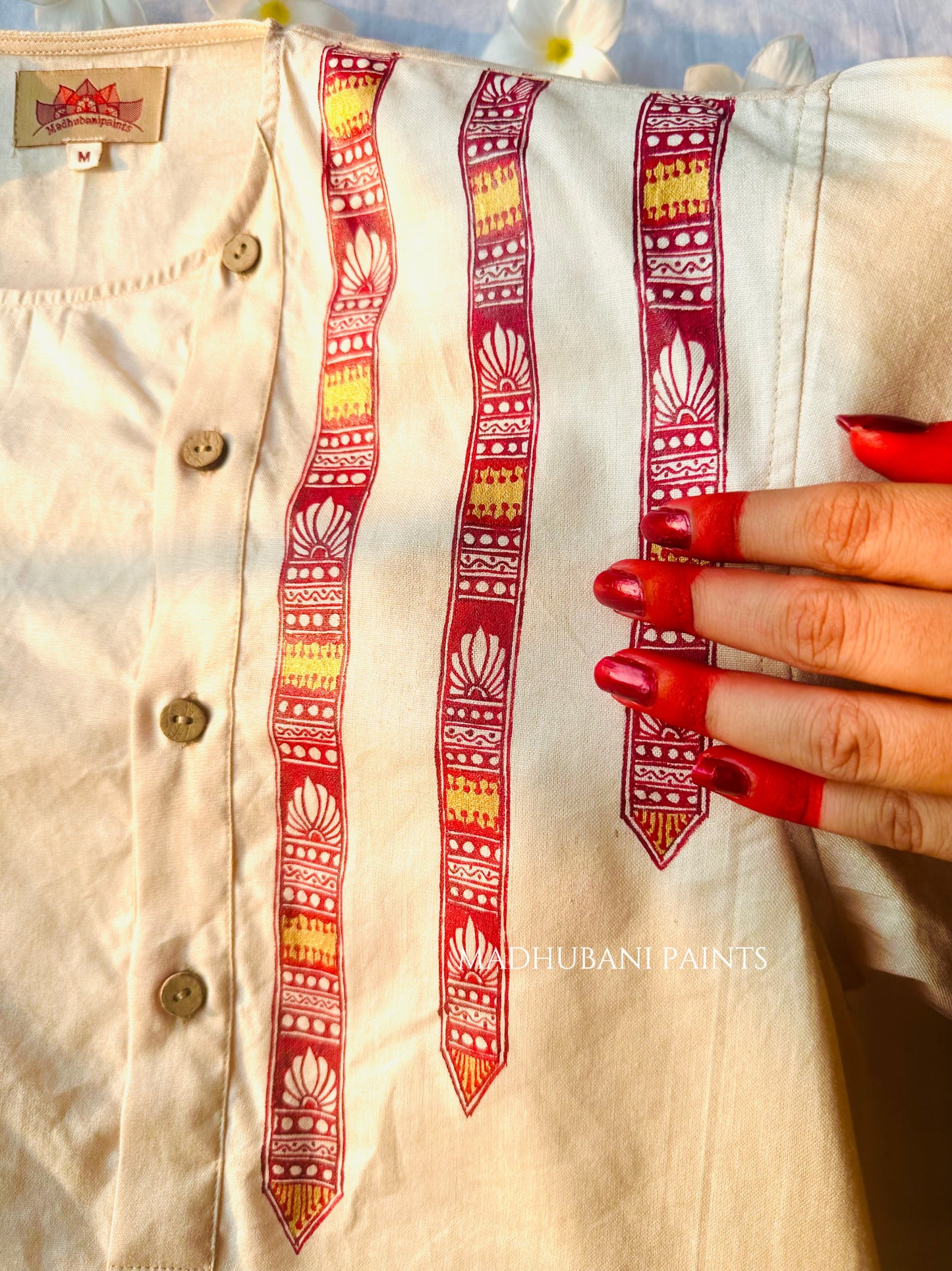 Suruj Dev Hand-painted  Madhubani Men's Cotton Kurta