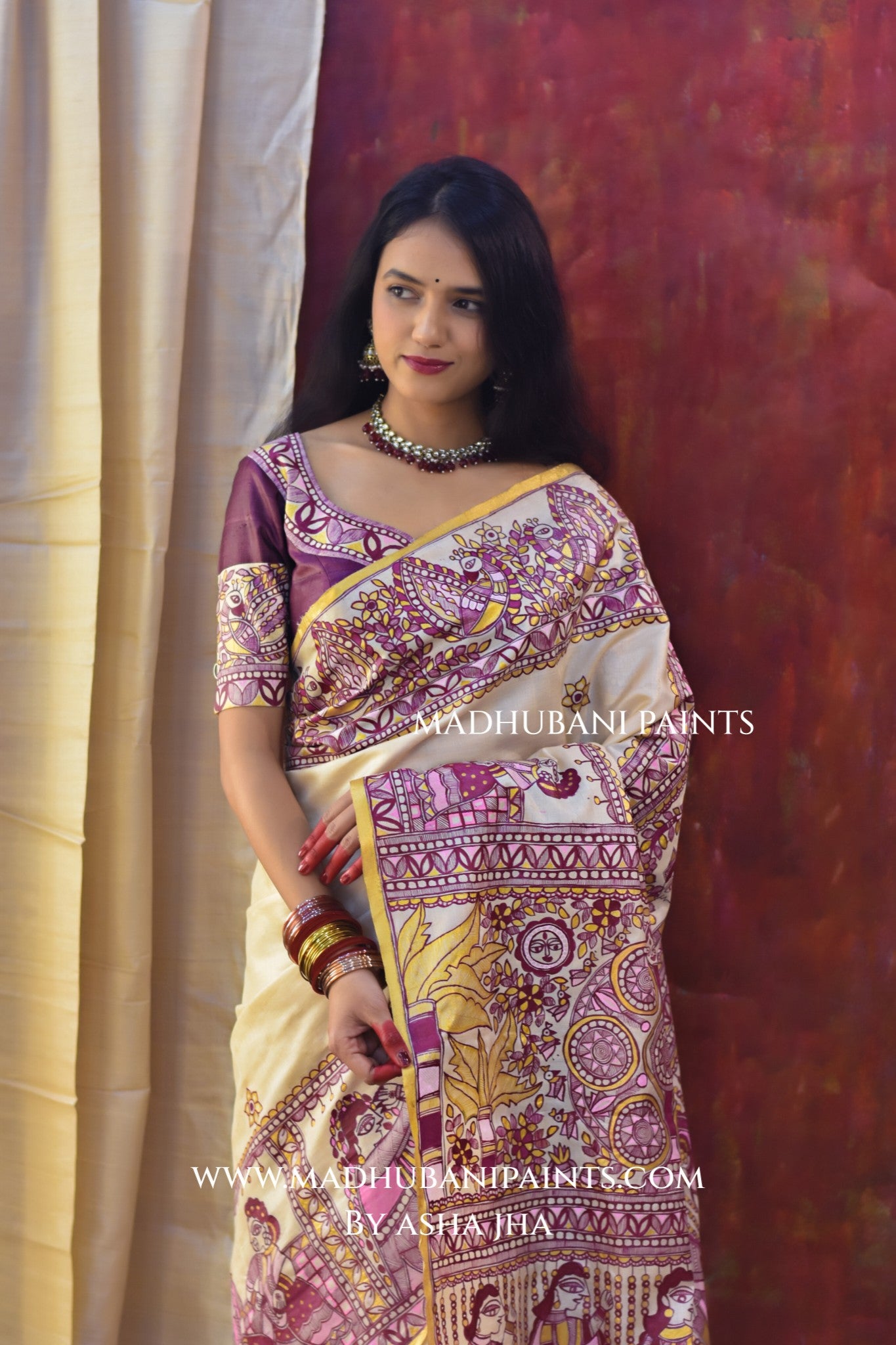 SUHAGIN Hand-painted Madhubani Tussar Silk Blouse