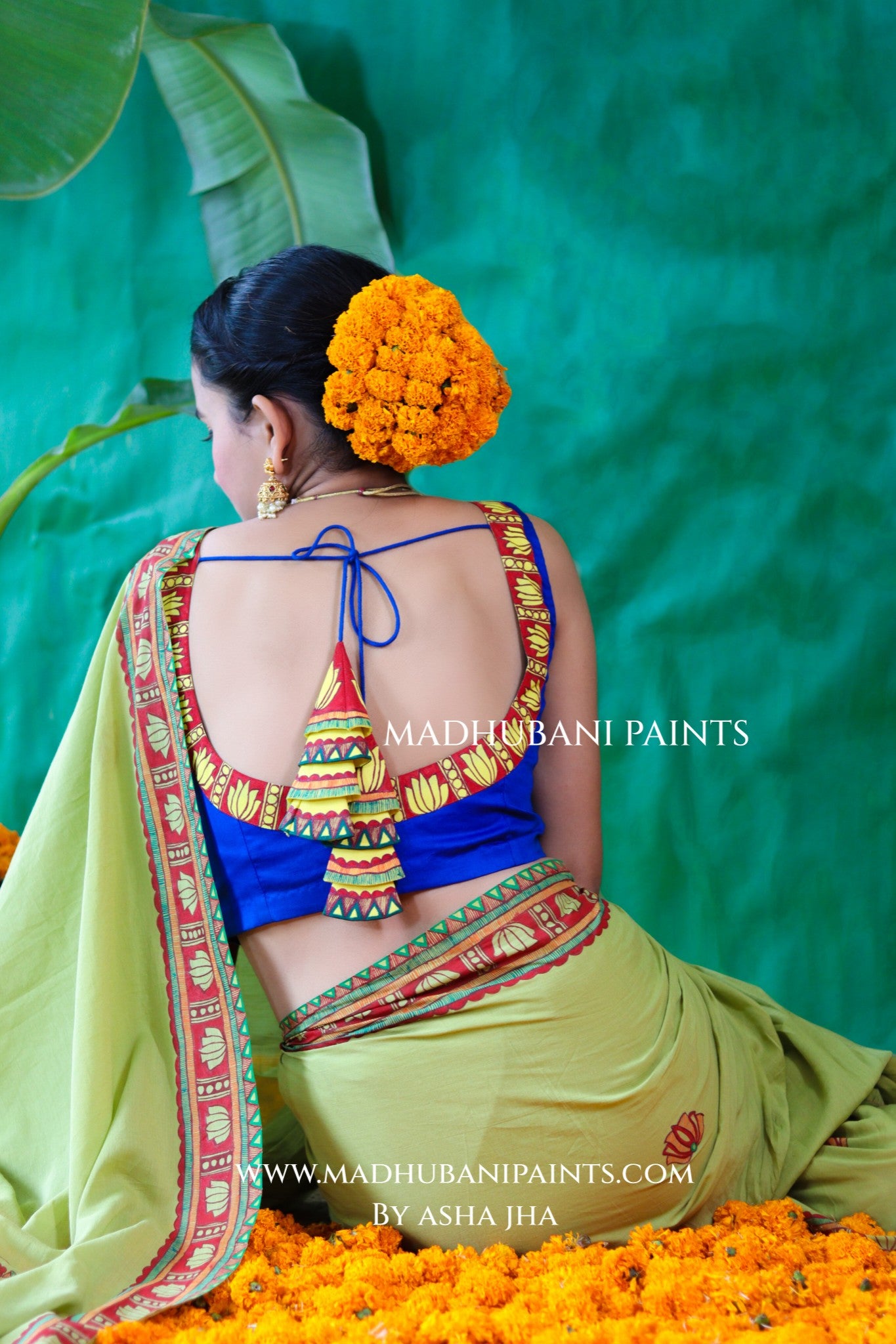 BHAKTI BHAVA Chhath Puja Hand painted Madhubani Mul Cotton Saree