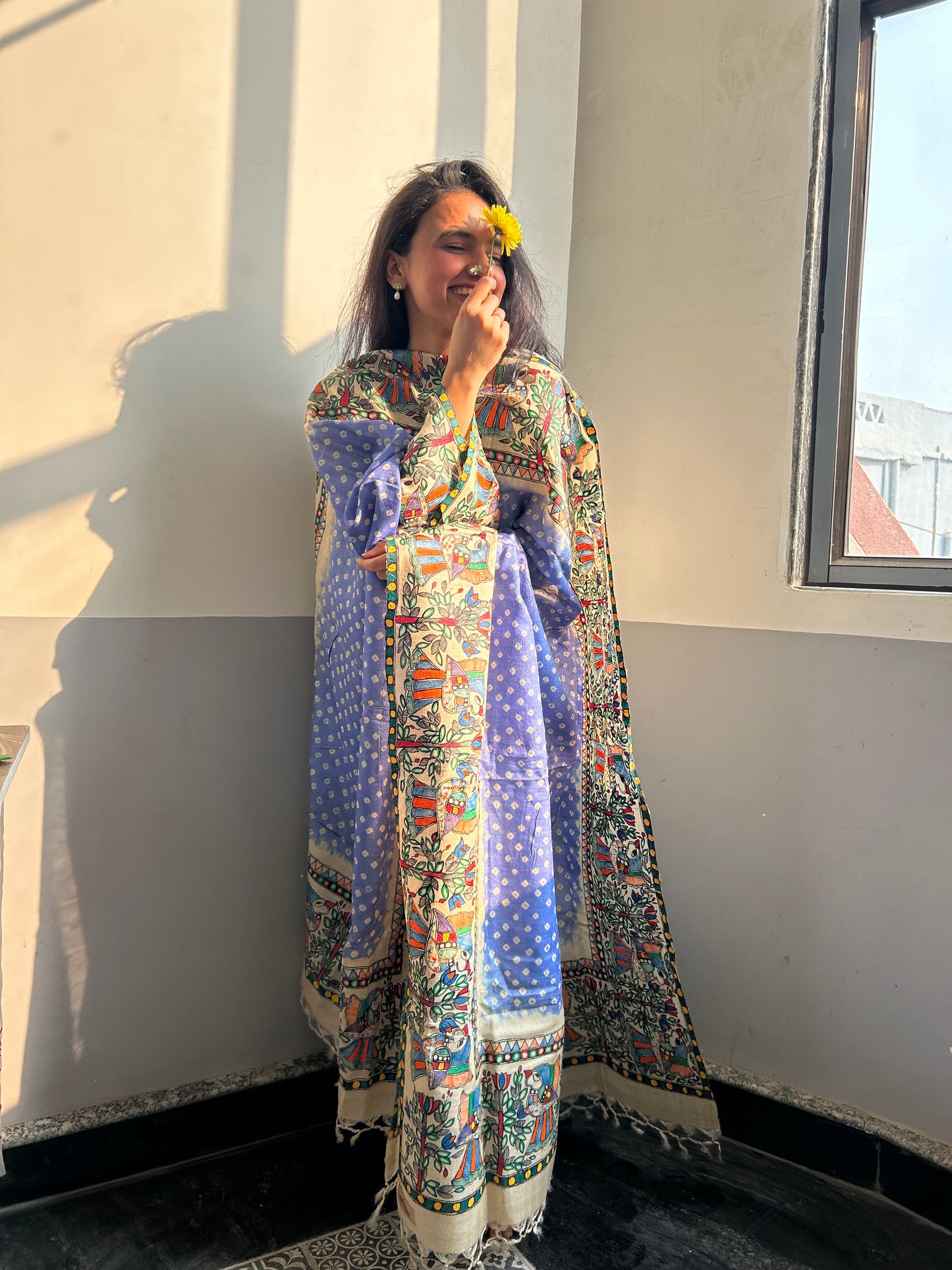 Aasmani Mor Bandhini Dupatta