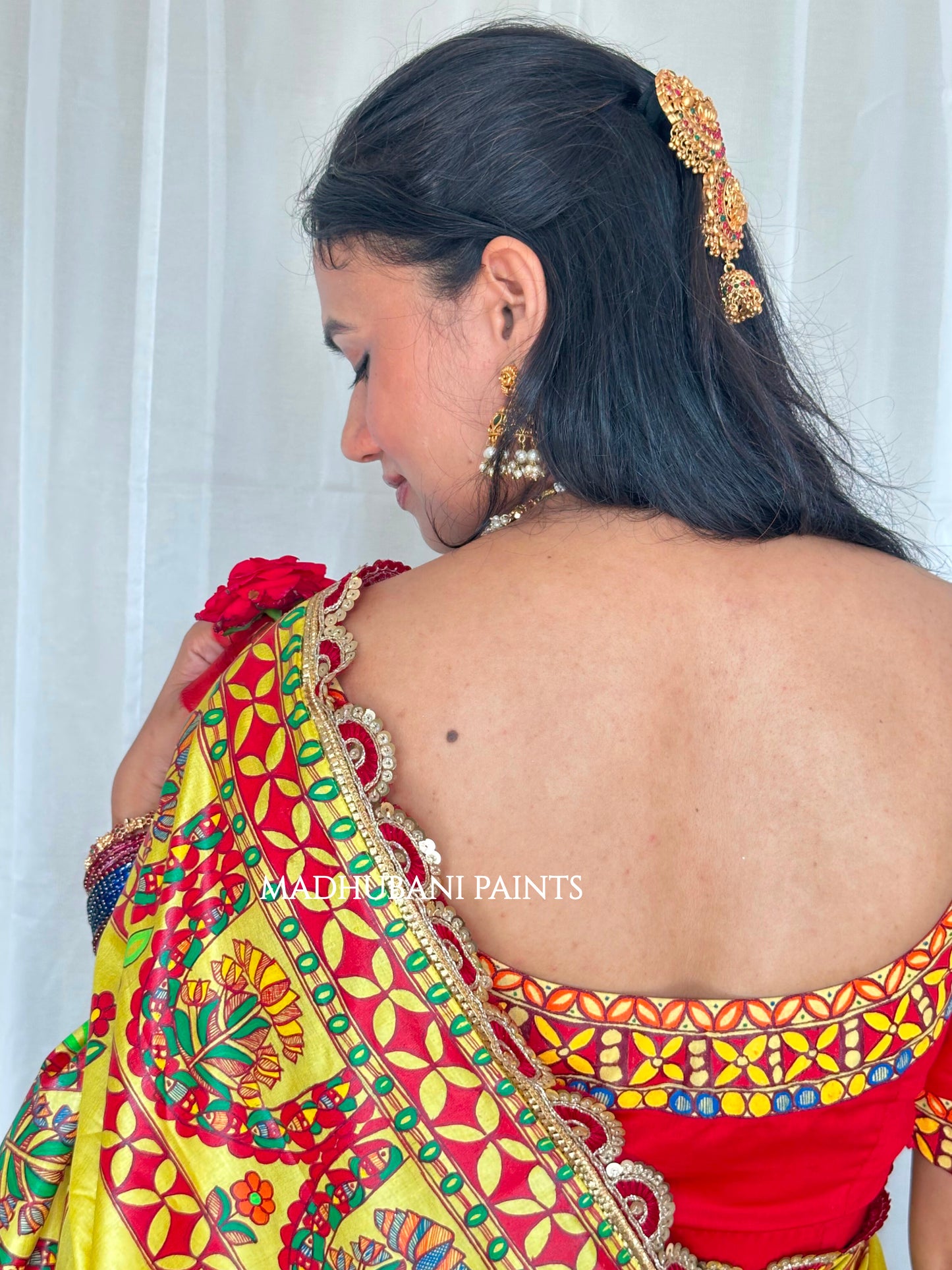 UPNAYAN Hand-painted Madhubani Tussar Silk Saree