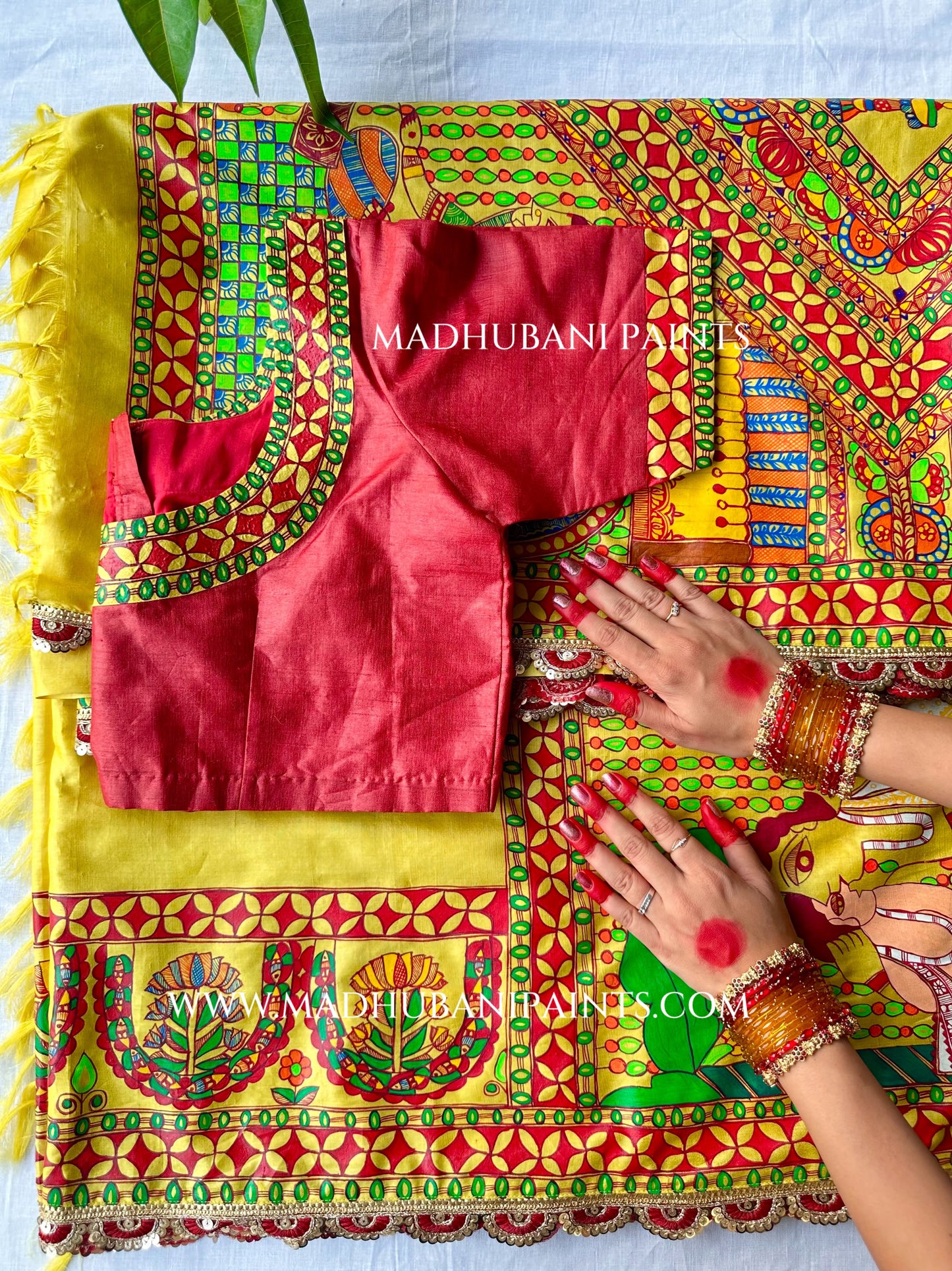 UPNAYAN Hand-painted Madhubani Tussar Silk Family Set