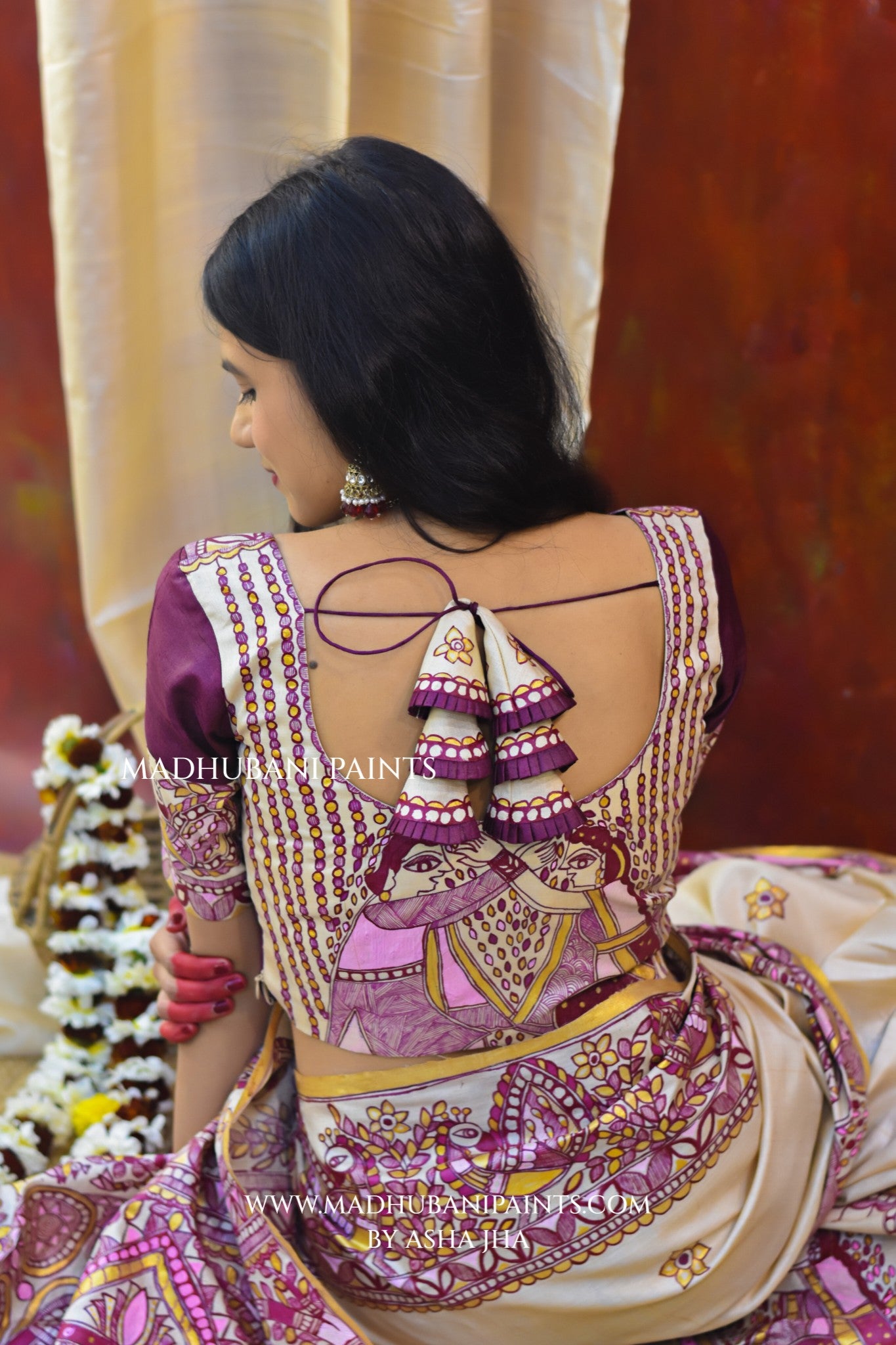 SUHAGIN Hand-painted Madhubani Tussar Silk Blouse