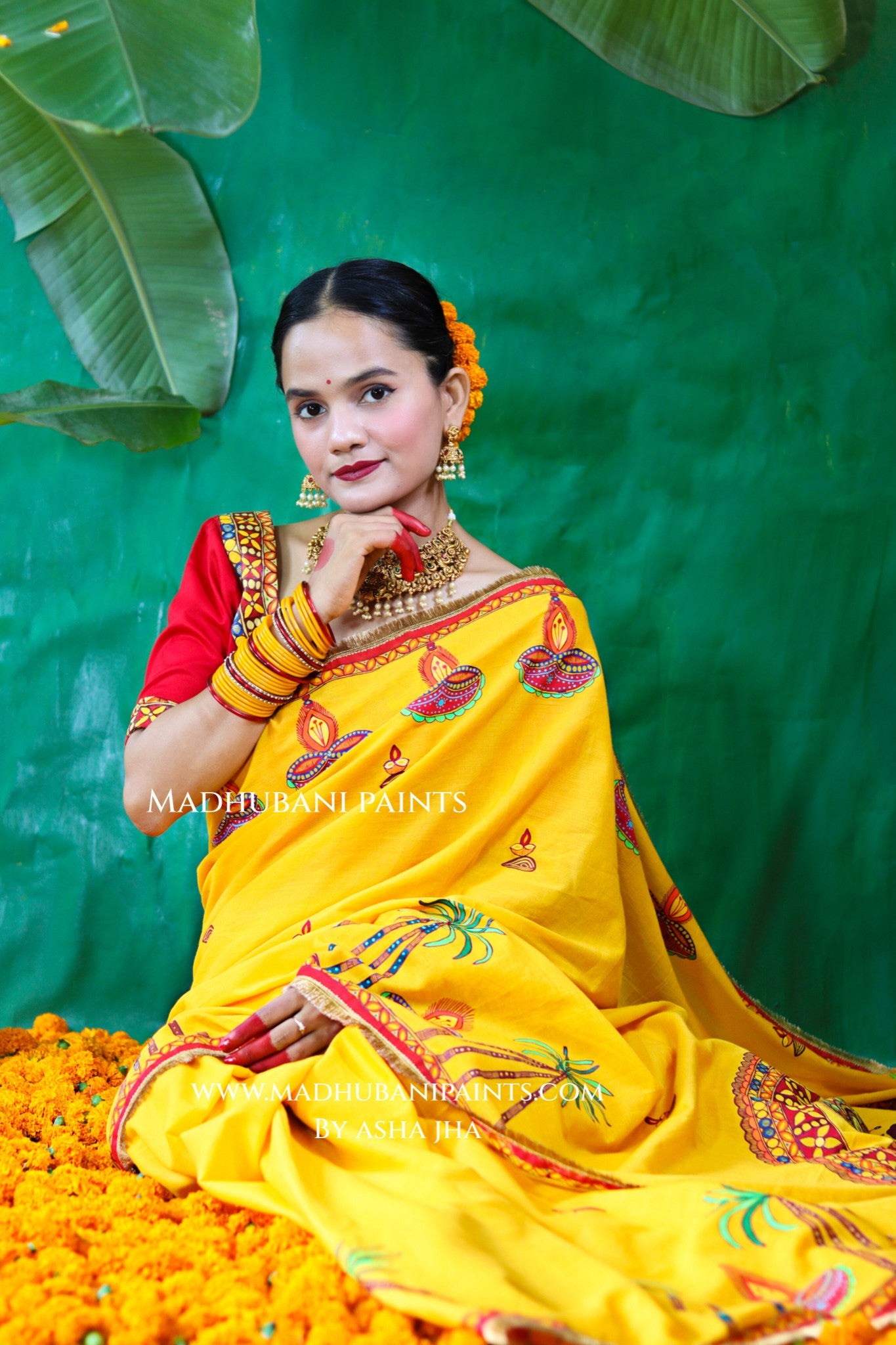 CHHATH PARV Hand painted Madhubani Mul Cotton Saree