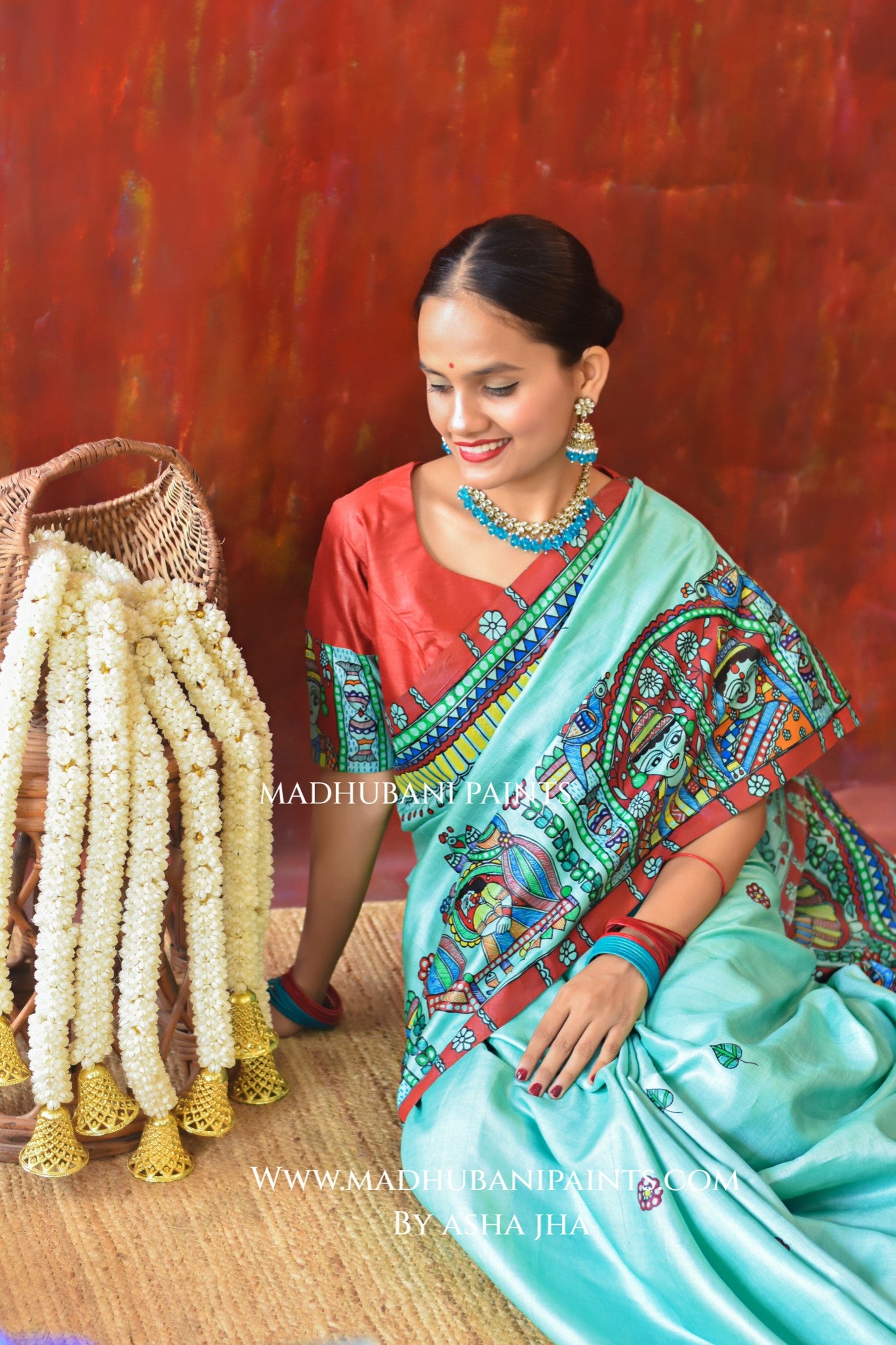 AASMANI MANGALYA Hand-painted Madhubani Tussar Silk Blouse