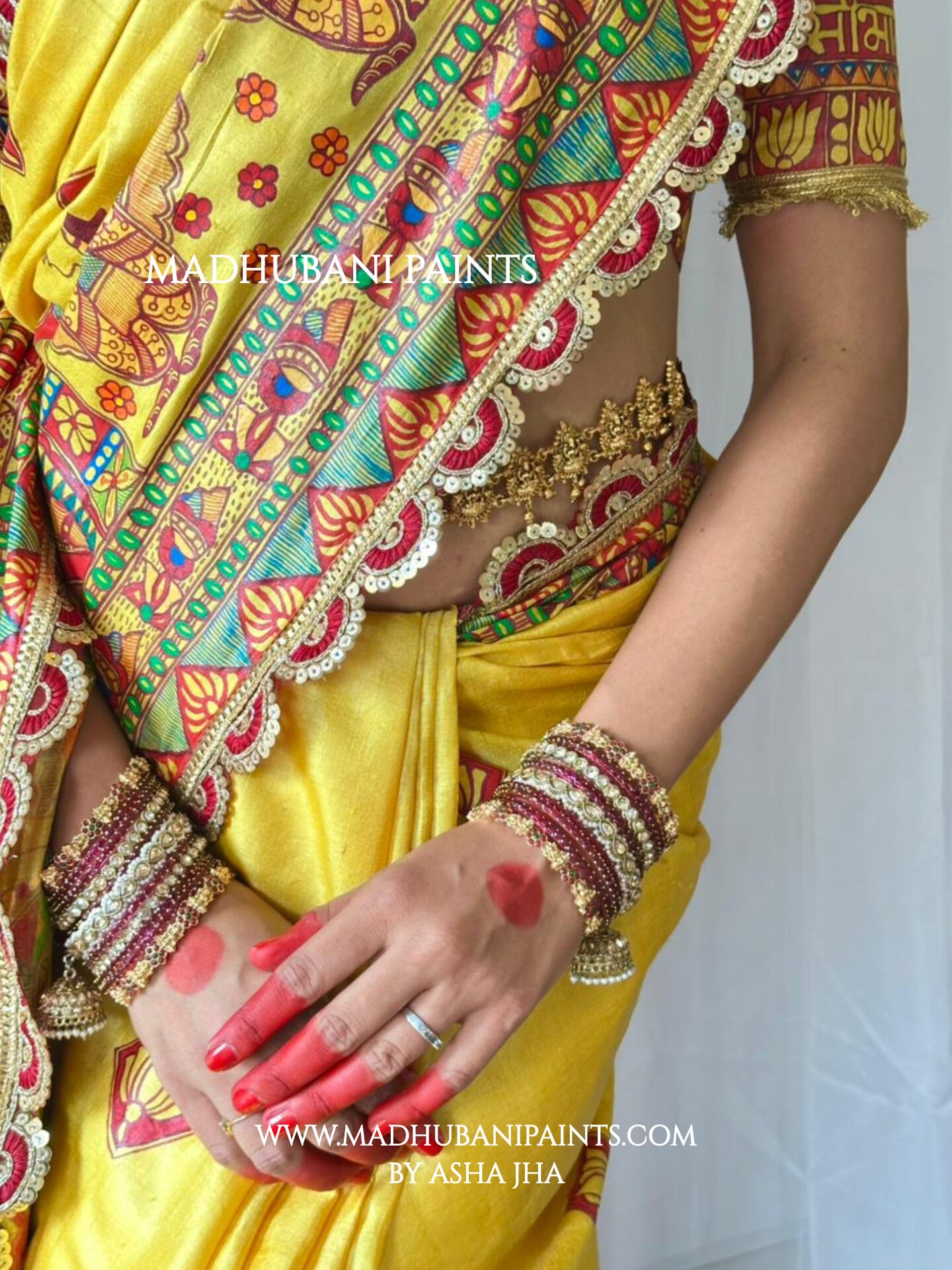 MITHILA WEDDING Hand-painted Madhubani Tussar Silk Saree