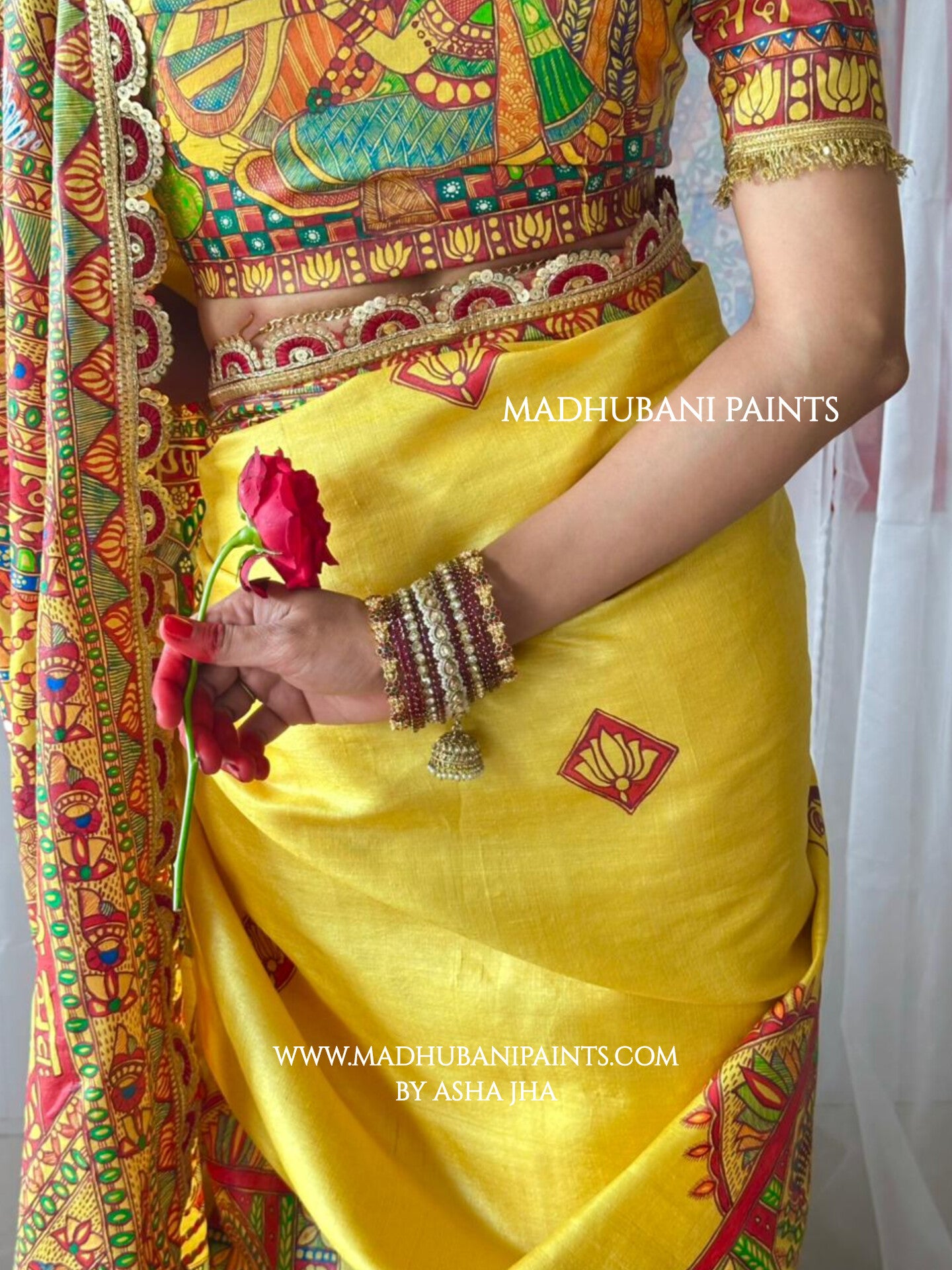 MITHILA WEDDING Hand-painted Madhubani Tussar Silk Saree