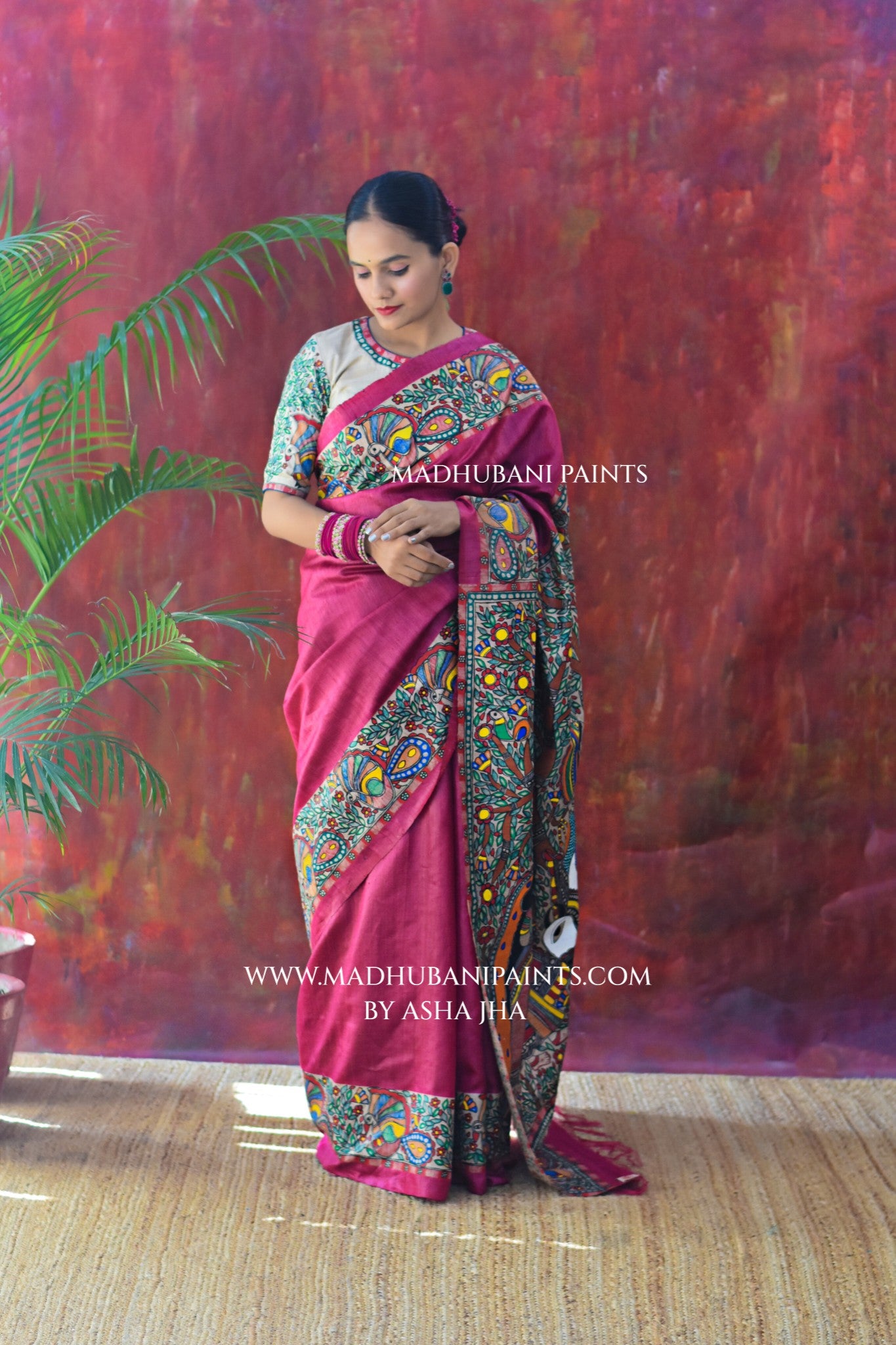 RASRAJ Hand-painted Madhubani Tussar Silk Saree