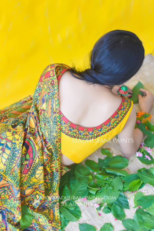 SUBH VIVAAH Hand-painted Madhubani Chanderi Blouse