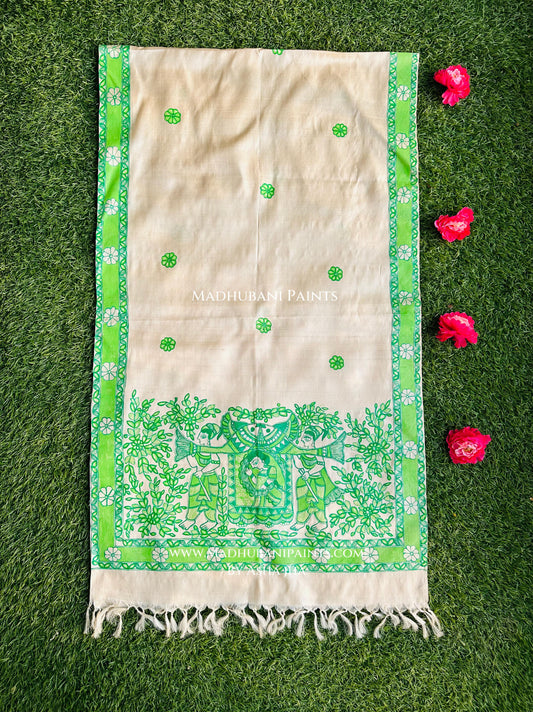 Doli  Madhubani Hand-painted Tussar Silk Stole