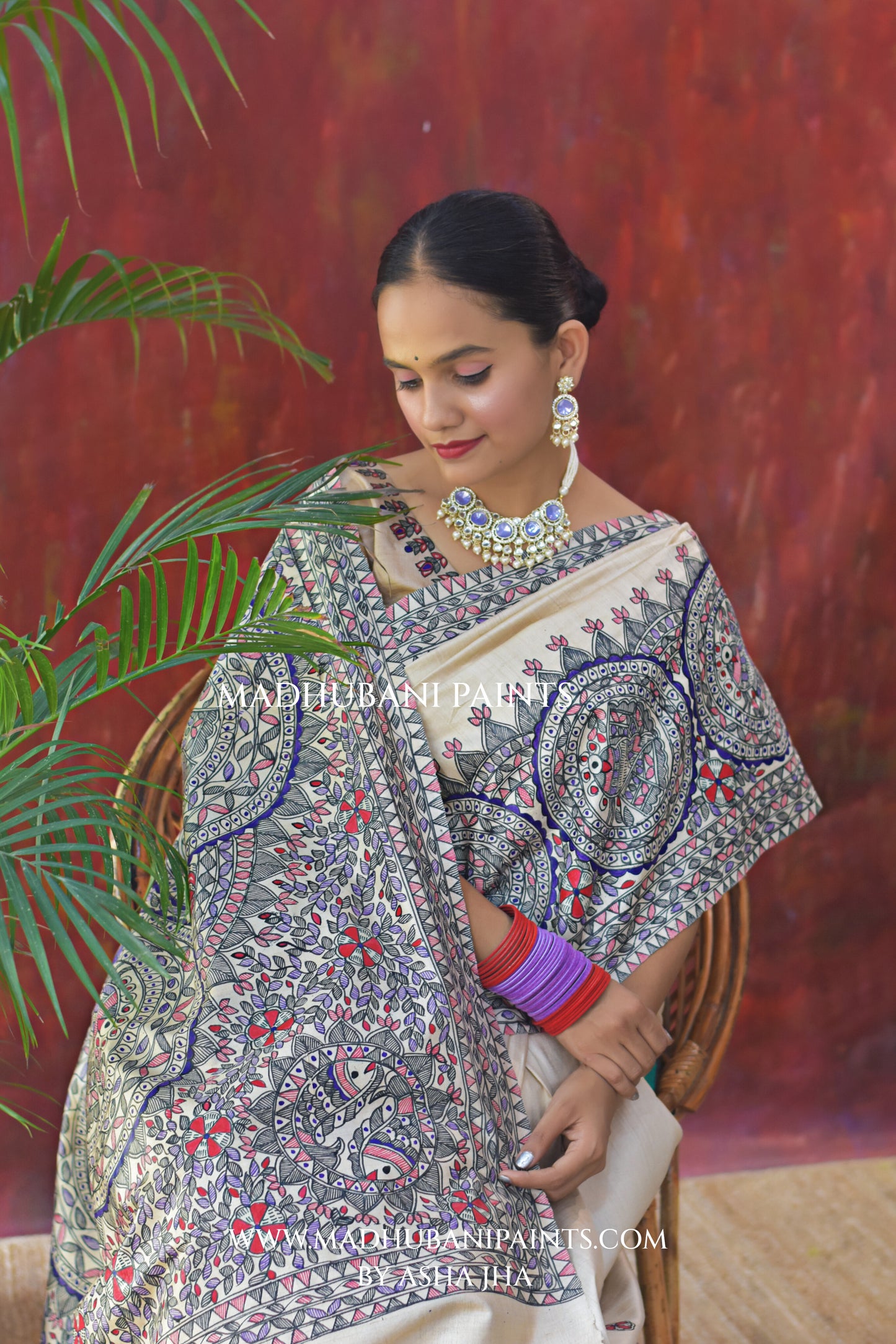 MITHILA Handpainted Madhubani Saree