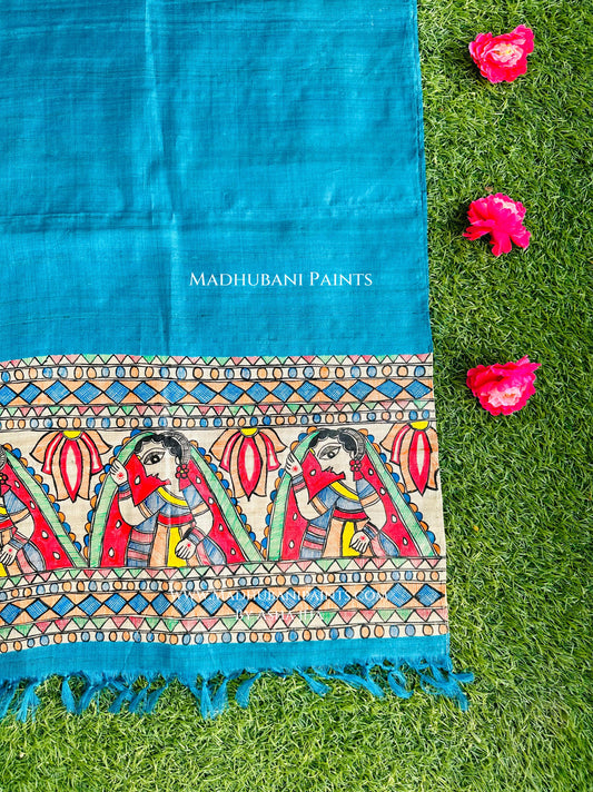 Doli Madhubani Hand-painted Tussar Silk Stole