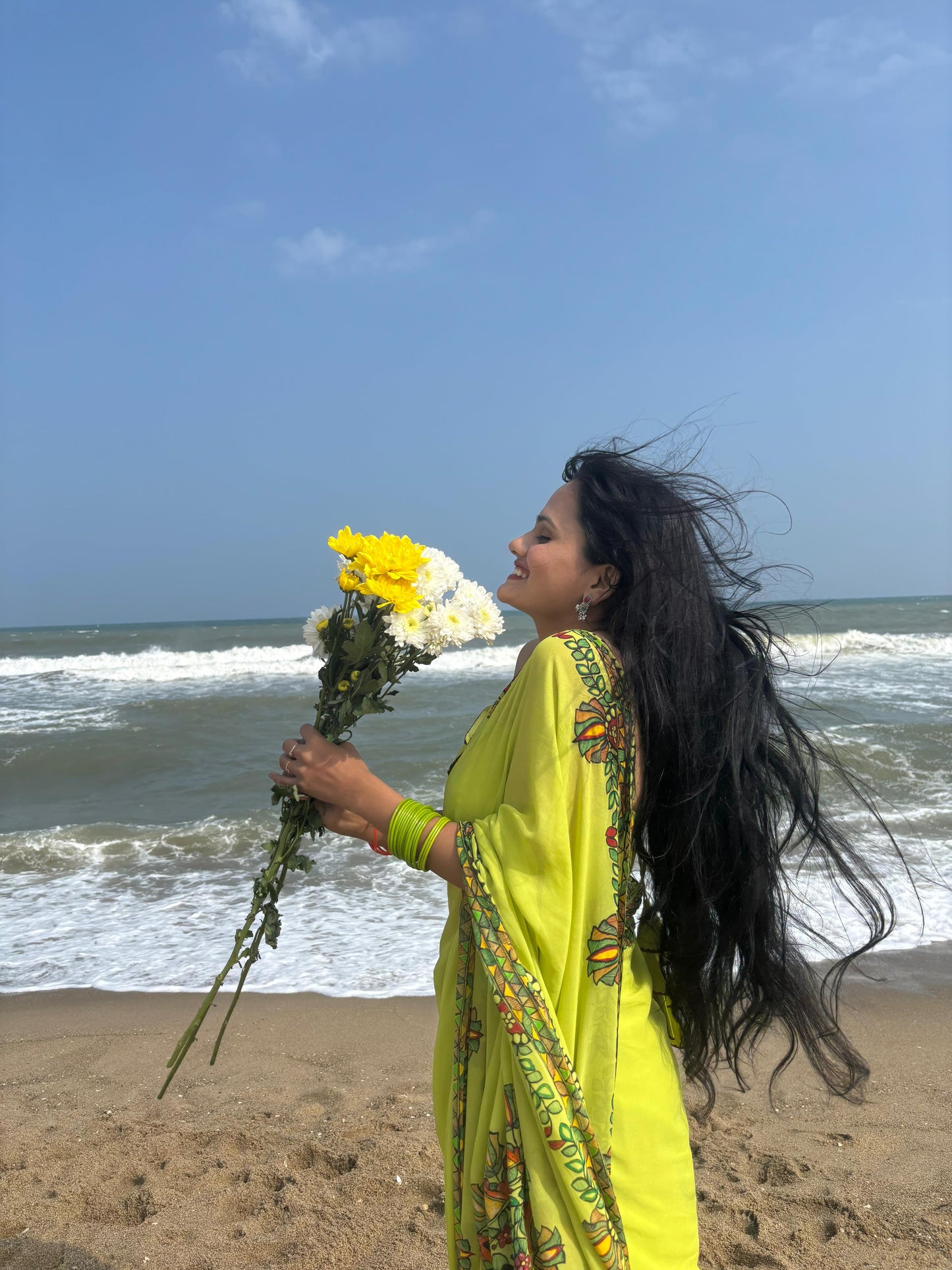 MRIDULA Handpainted Madhubani Georgette Saree