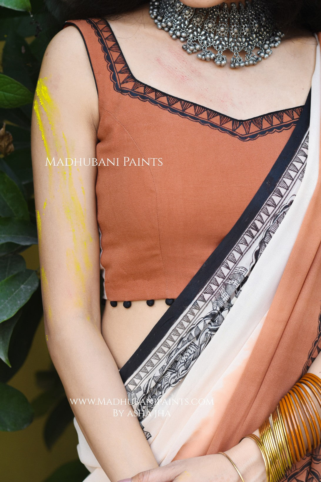 PANKHI Handpainted Madhubani Georgette  Blouse