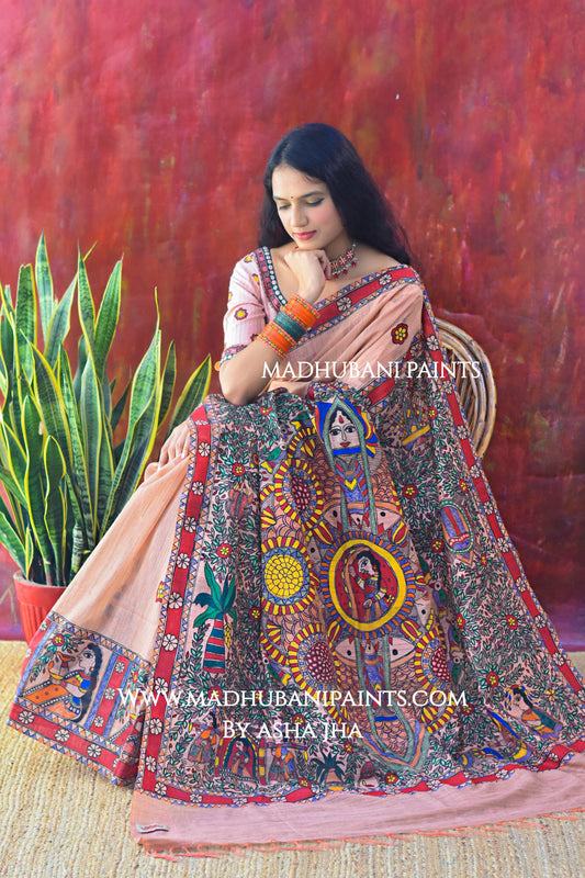 SHRINGAR Handpainted Madhubani Chanderi Saree