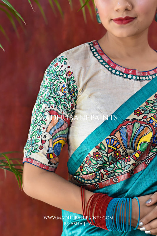ANANDMAYI Hand-painted Madhubani Tussar Silk Saree