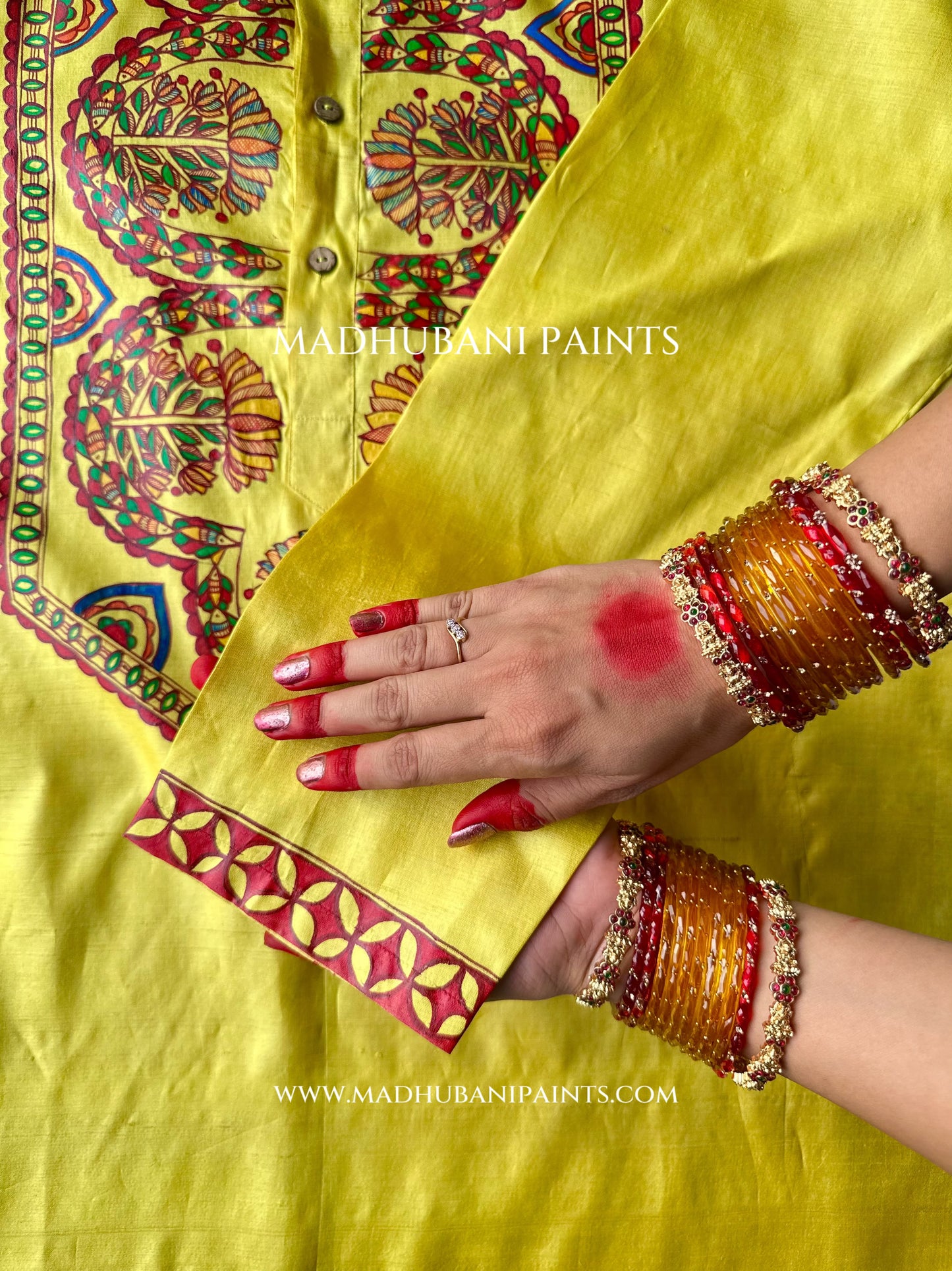 UPNAYAN Hand-painted Handloom Men's Tussar Silk Kurta