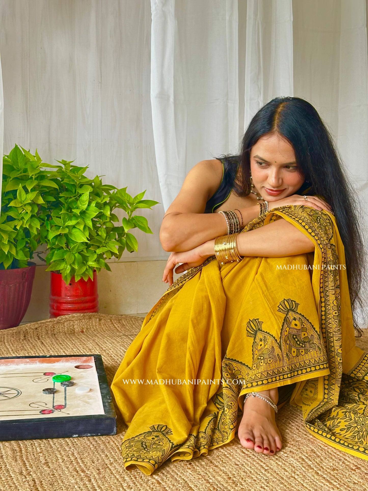 SAGAR Handpainted Madhubani Cotton Saree