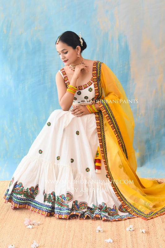 HALDI KE RANG Hand-painted Madhubani Lehnga