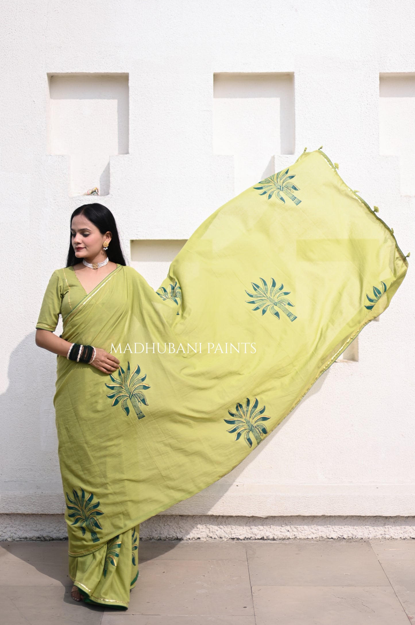 GREEN WHISPER SAREE BLOUSE SET